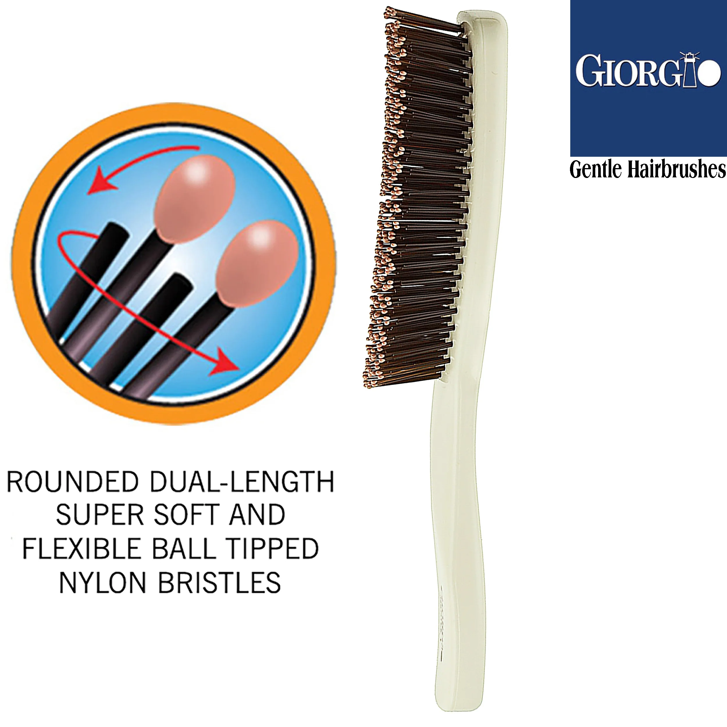 Gentle 7.75" Nylon Bristle Scalp Sensitive Hair Brush - Image 18