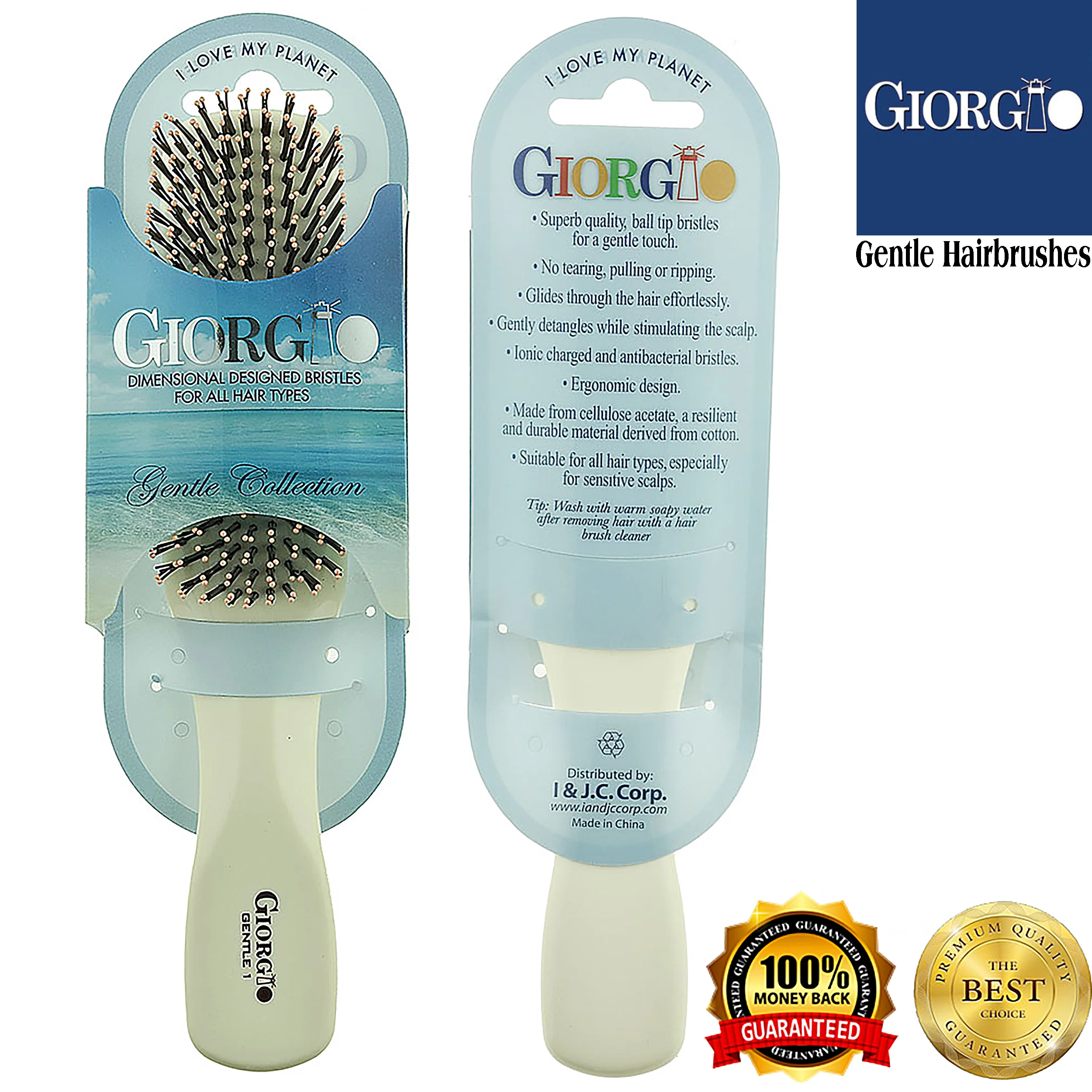 Gentle 7.75" Nylon Bristle Scalp Sensitive Hair Brush - Image 19