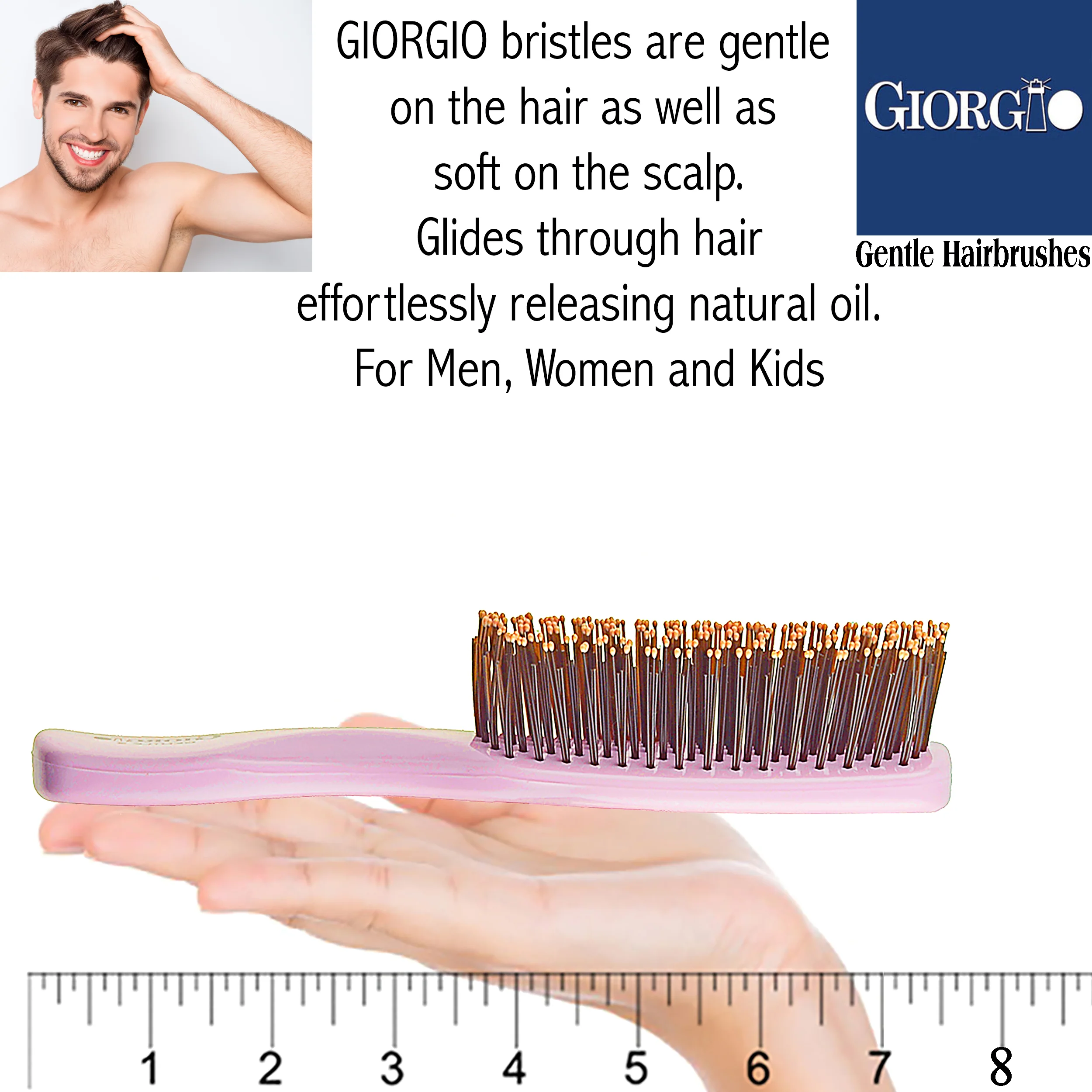 Gentle 7.75" Nylon Bristle Scalp Sensitive Hair Brush - Image 21