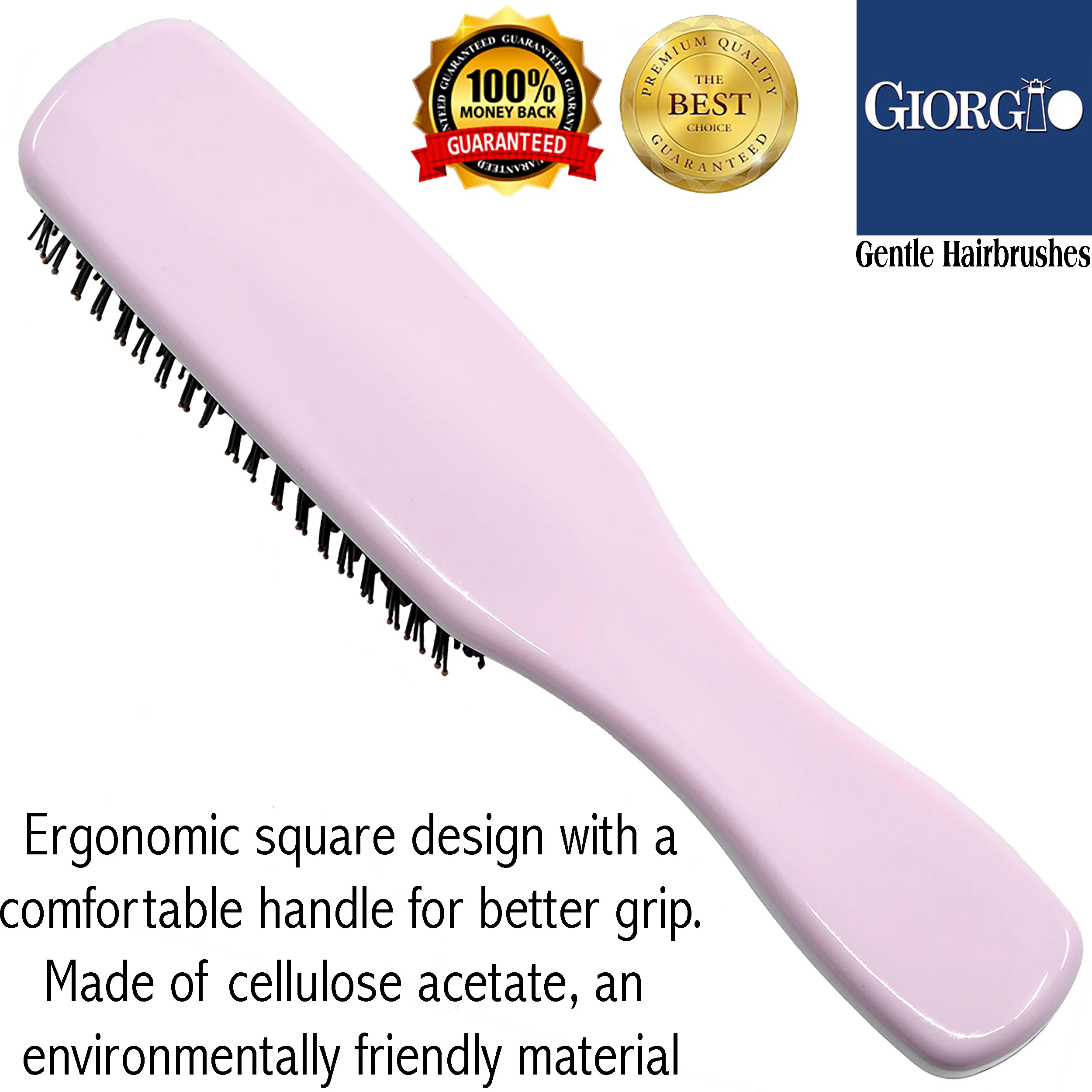 Gentle 7.75" Nylon Bristle Scalp Sensitive Hair Brush - Image 23