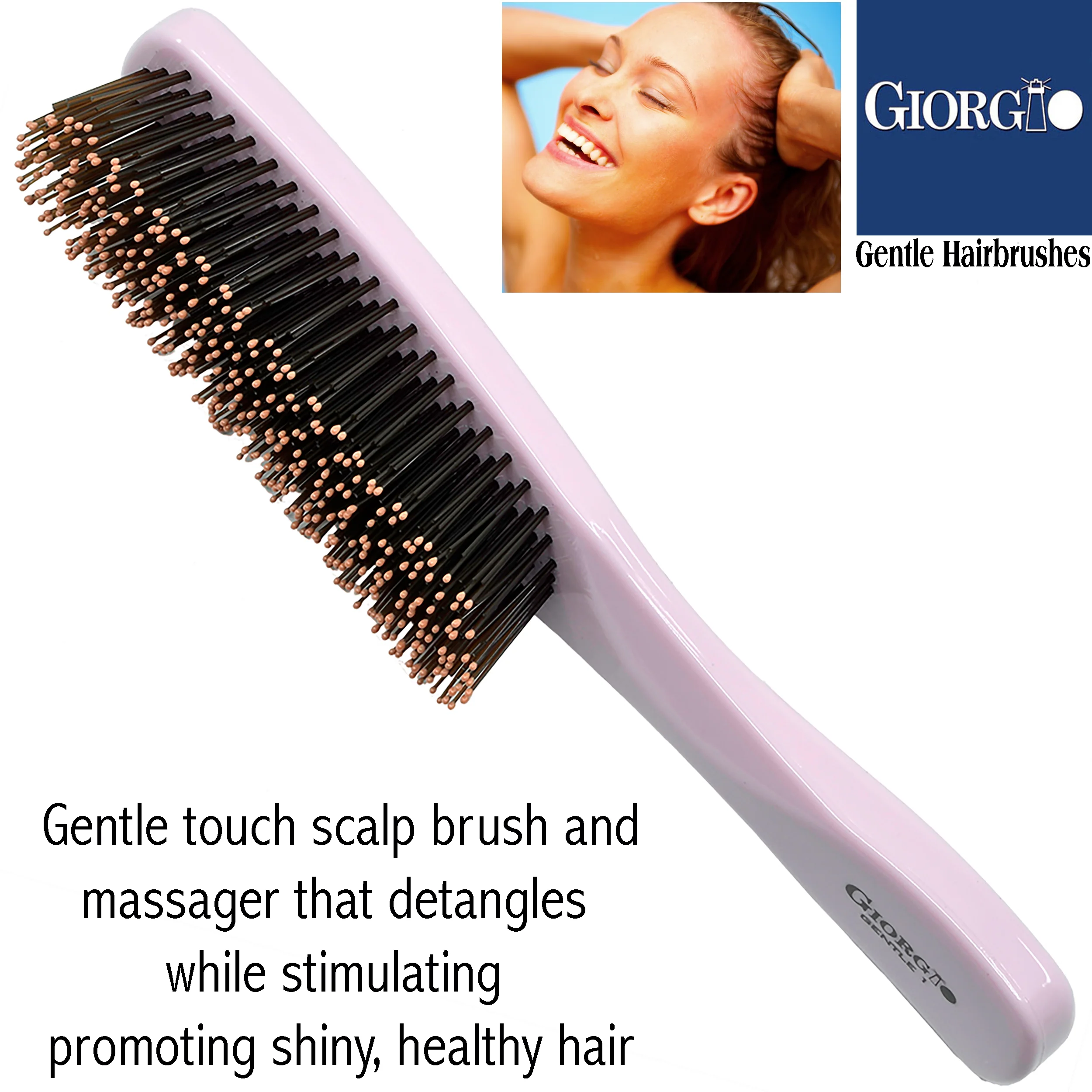 Gentle 7.75" Nylon Bristle Scalp Sensitive Hair Brush - Image 24