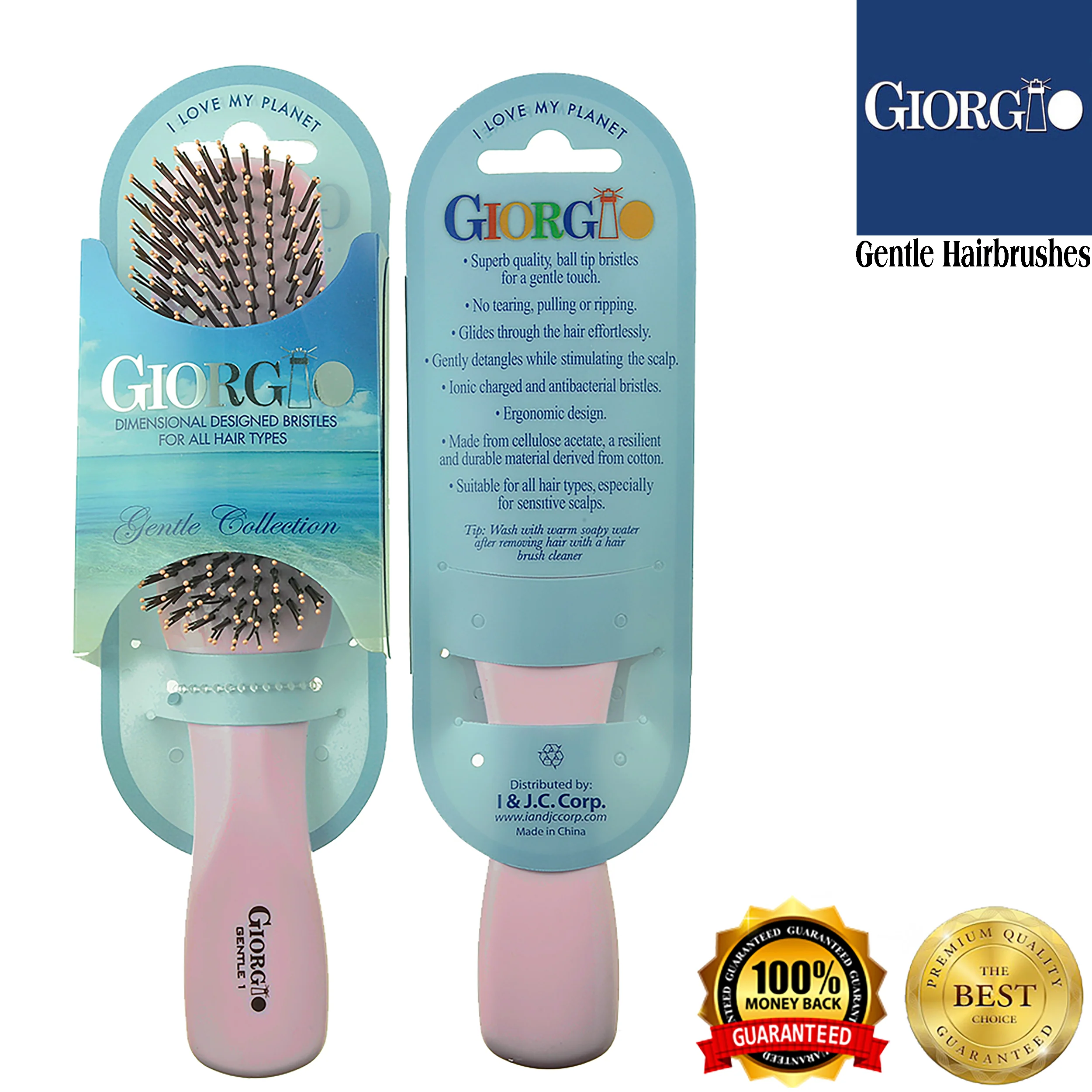 Gentle 7.75" Nylon Bristle Scalp Sensitive Hair Brush - Image 25