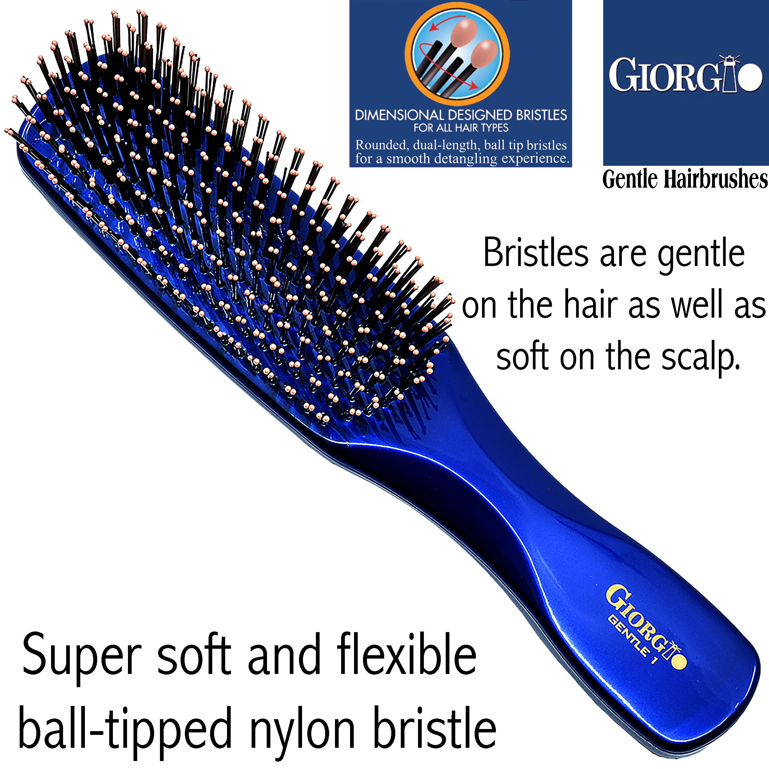 Gentle 7.75" Nylon Bristle Scalp Sensitive Hair Brush - Image 3