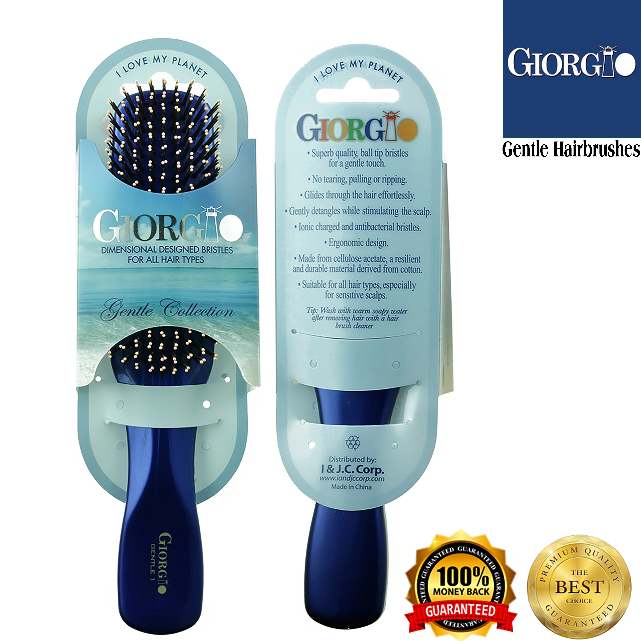 Gentle 7.75" Nylon Bristle Scalp Sensitive Hair Brush - Image 6
