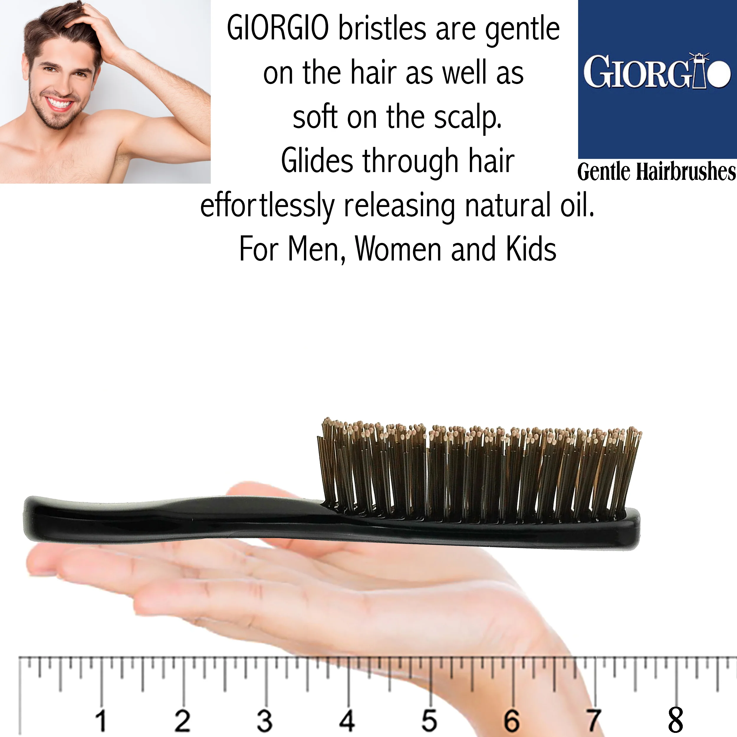 Gentle 7.75" Nylon Bristle Scalp Sensitive Hair Brush - Image 8