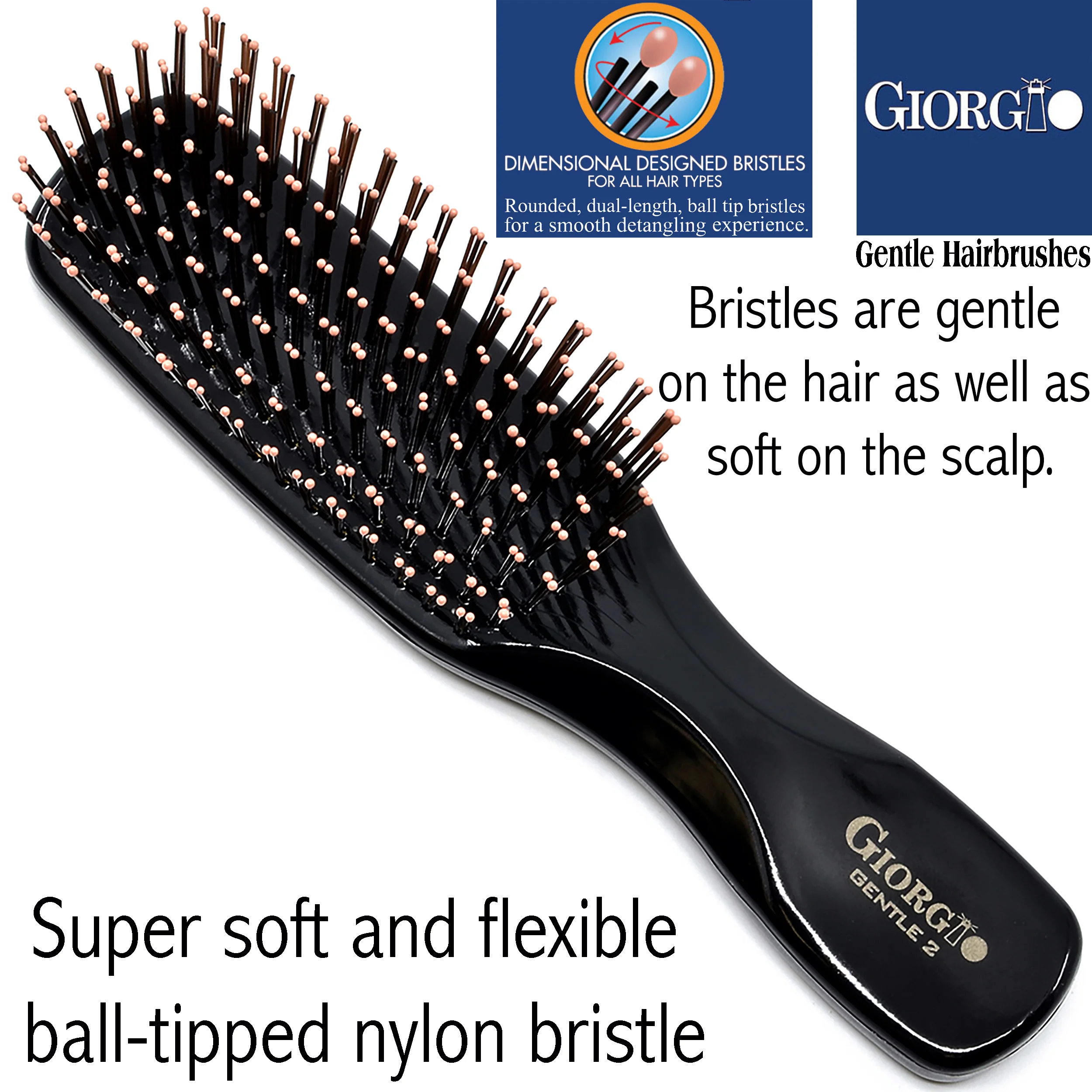 Gentle 6.5" Nylon Bristle Scalp Sensitive Travel Size Hair Brush - Image 10