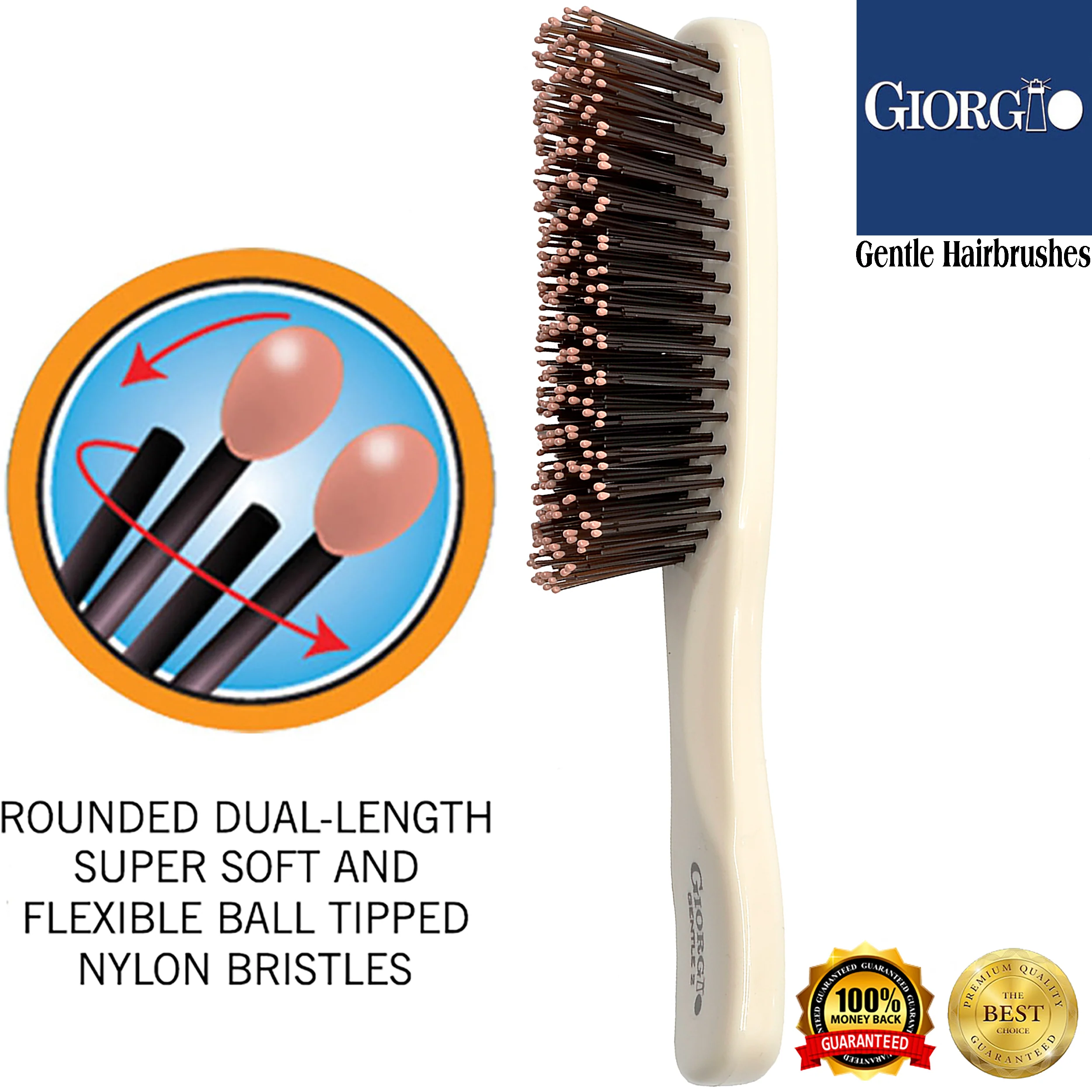 Gentle 6.5" Nylon Bristle Scalp Sensitive Travel Size Hair Brush - Image 15