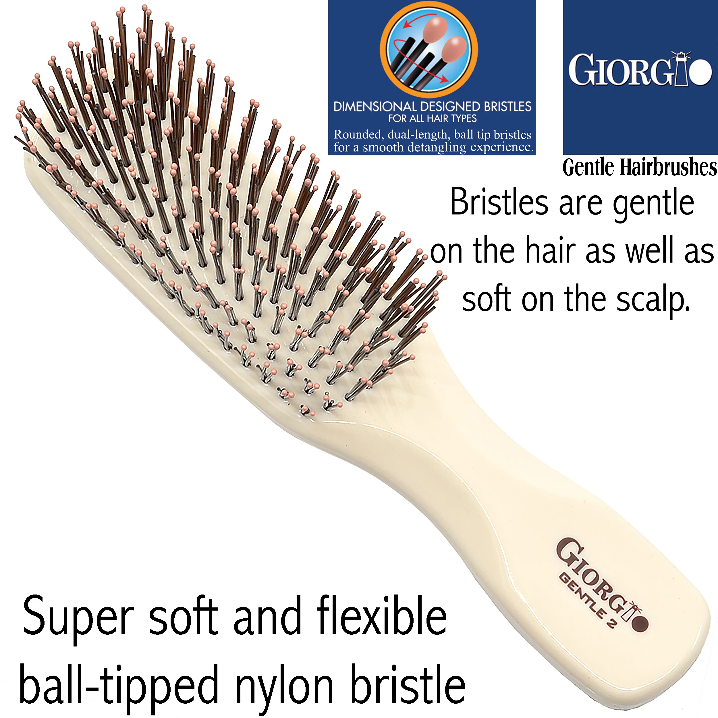 Gentle 6.5" Nylon Bristle Scalp Sensitive Travel Size Hair Brush - Image 16