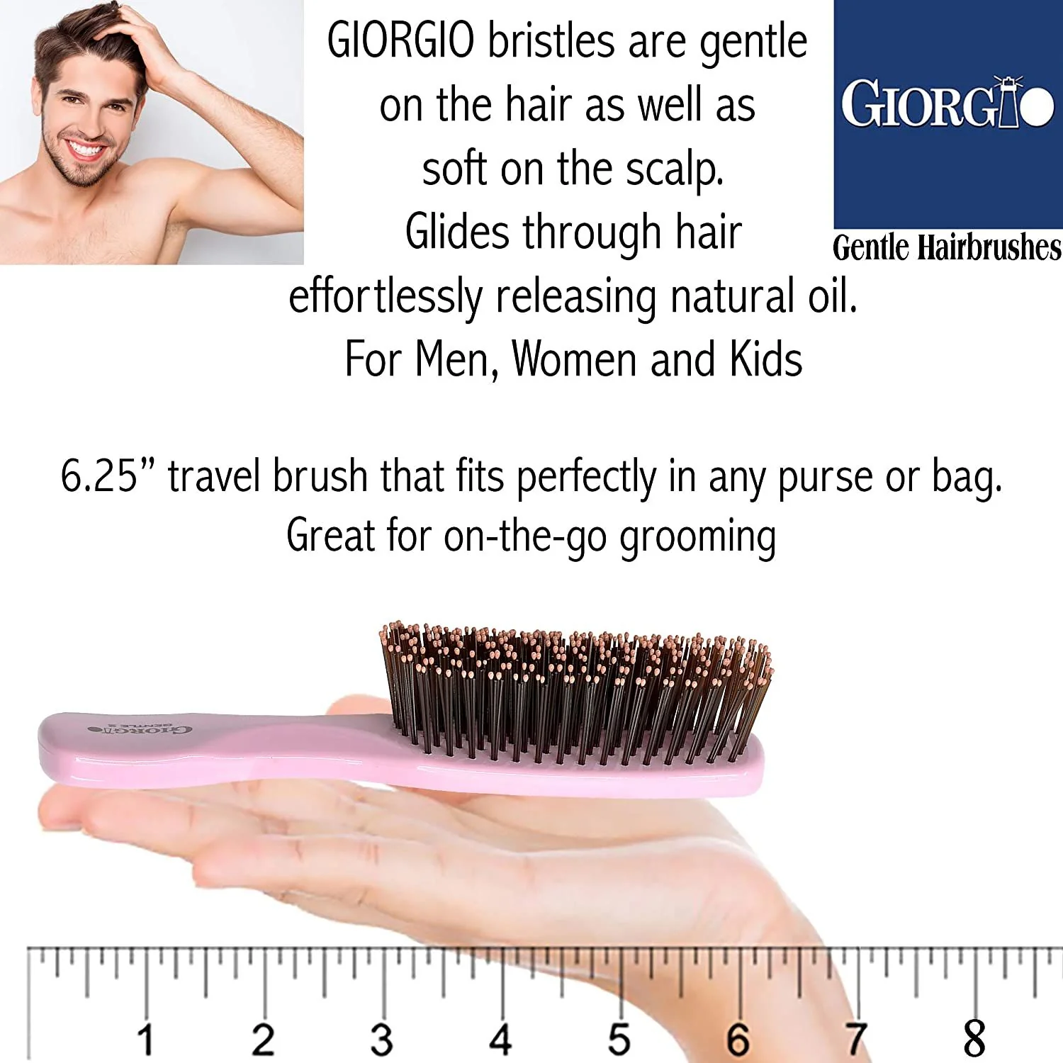 Gentle 6.5" Nylon Bristle Scalp Sensitive Travel Size Hair Brush - Image 20