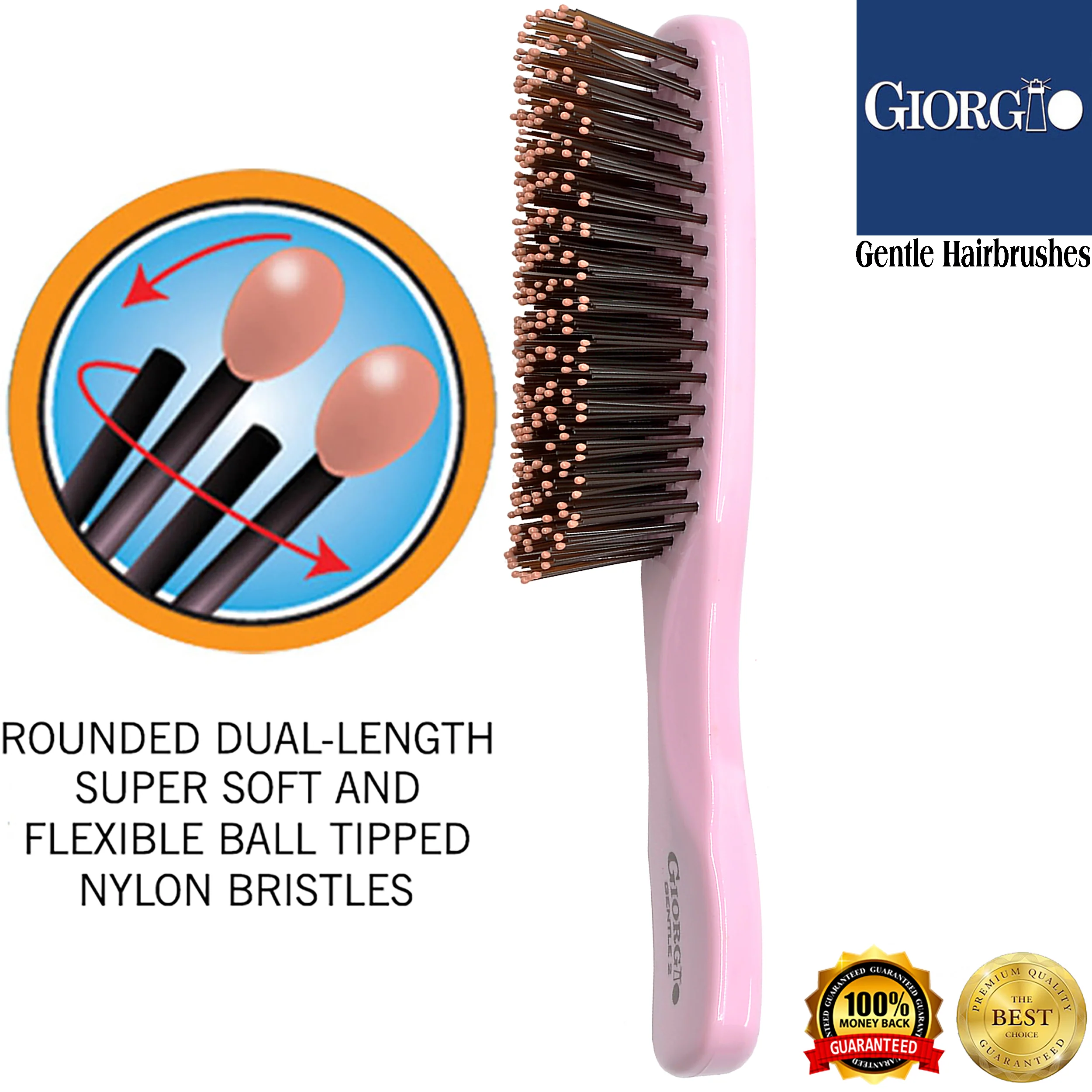 Gentle 6.5" Nylon Bristle Scalp Sensitive Travel Size Hair Brush - Image 21