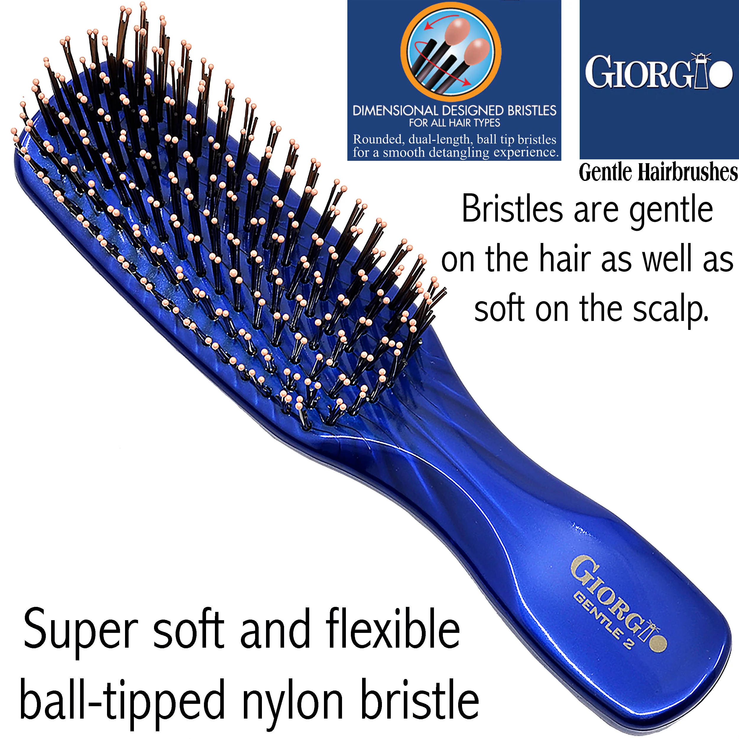 Gentle 6.5" Nylon Bristle Scalp Sensitive Travel Size Hair Brush - Image 4