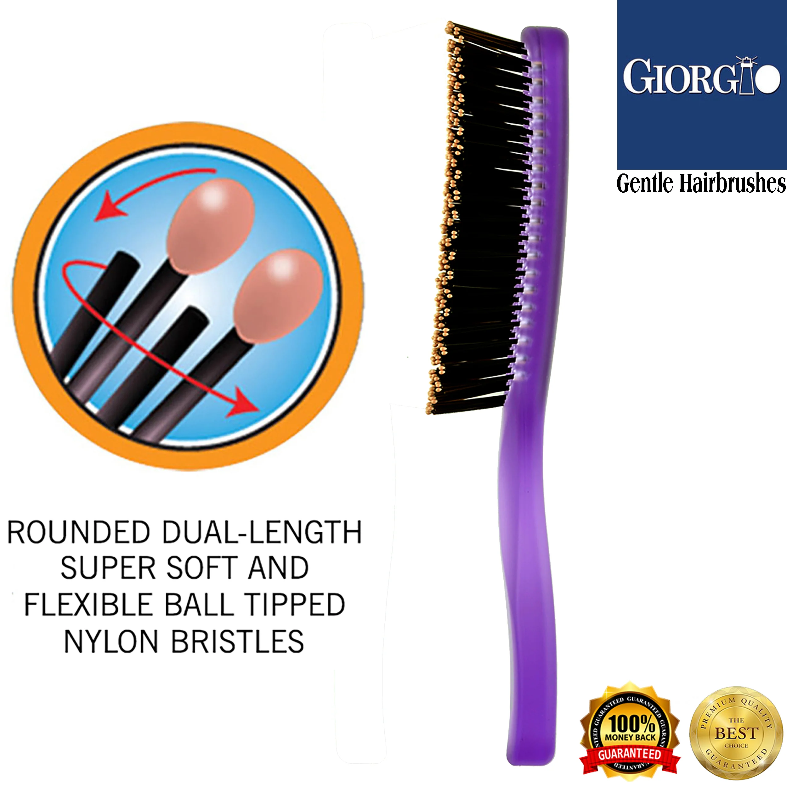 Gentle Neon 7.75" Nylon Bristle Scalp Sensitive Hair Brush - Image 10