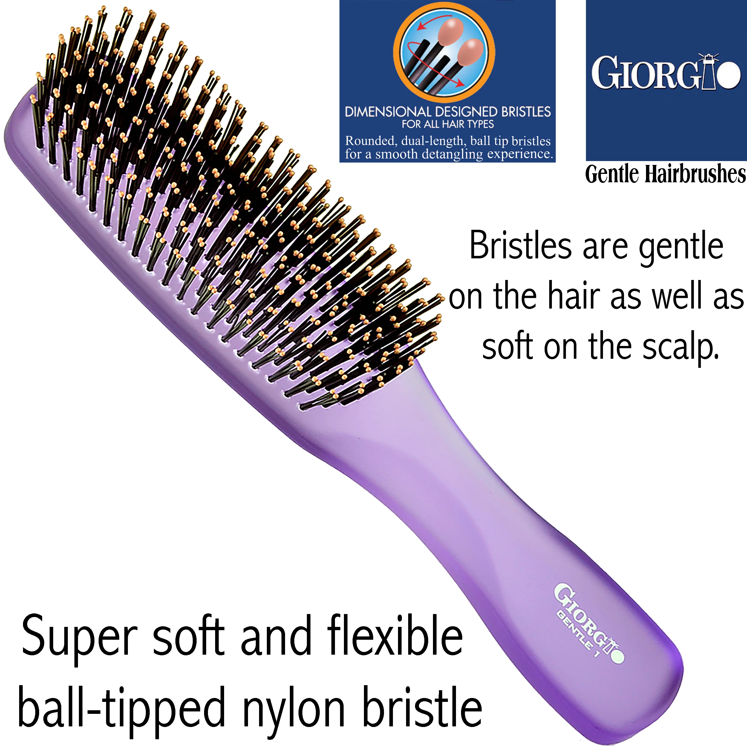 Gentle Neon 7.75" Nylon Bristle Scalp Sensitive Hair Brush - Image 11