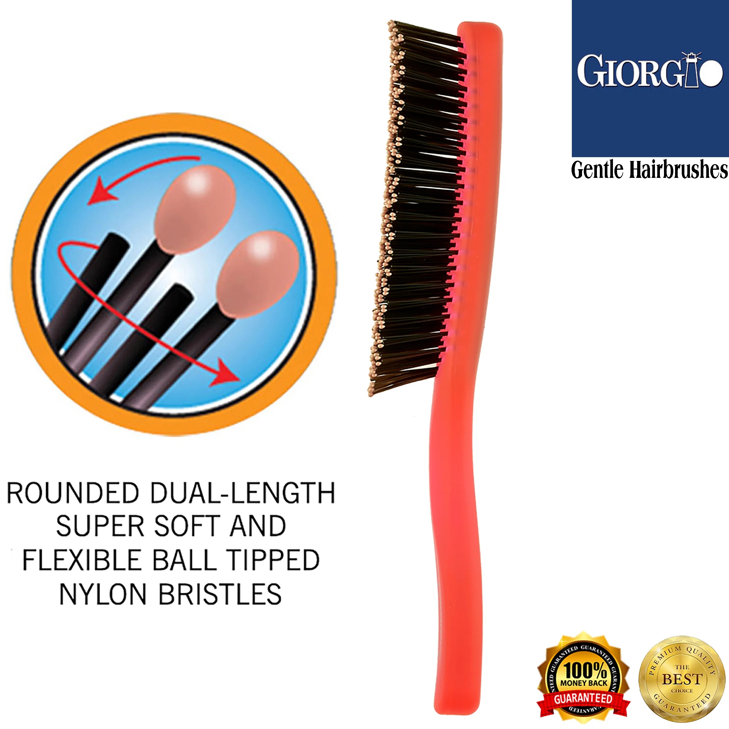 Gentle Neon 7.75" Nylon Bristle Scalp Sensitive Hair Brush - Image 16