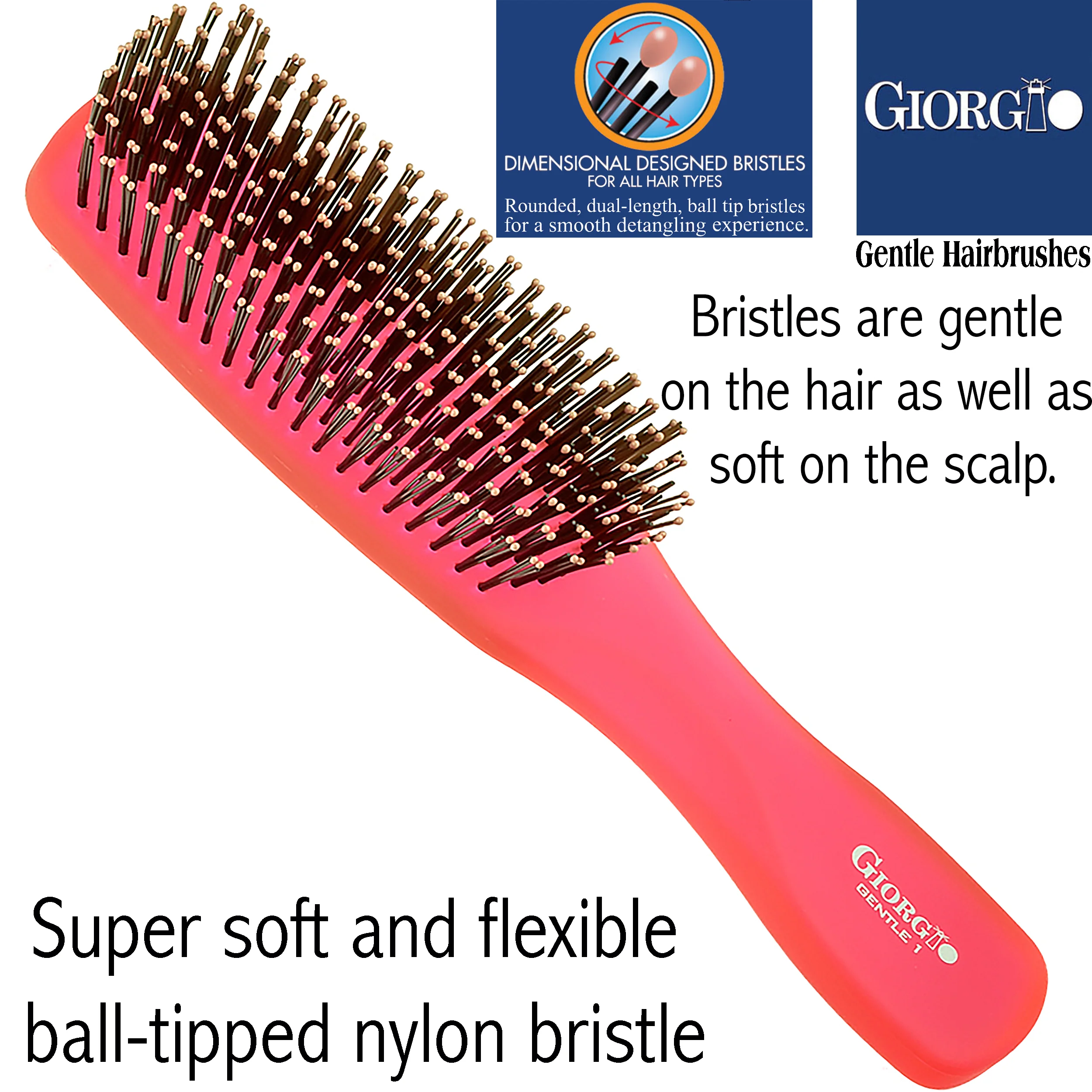 Gentle Neon 7.75" Nylon Bristle Scalp Sensitive Hair Brush - Image 17
