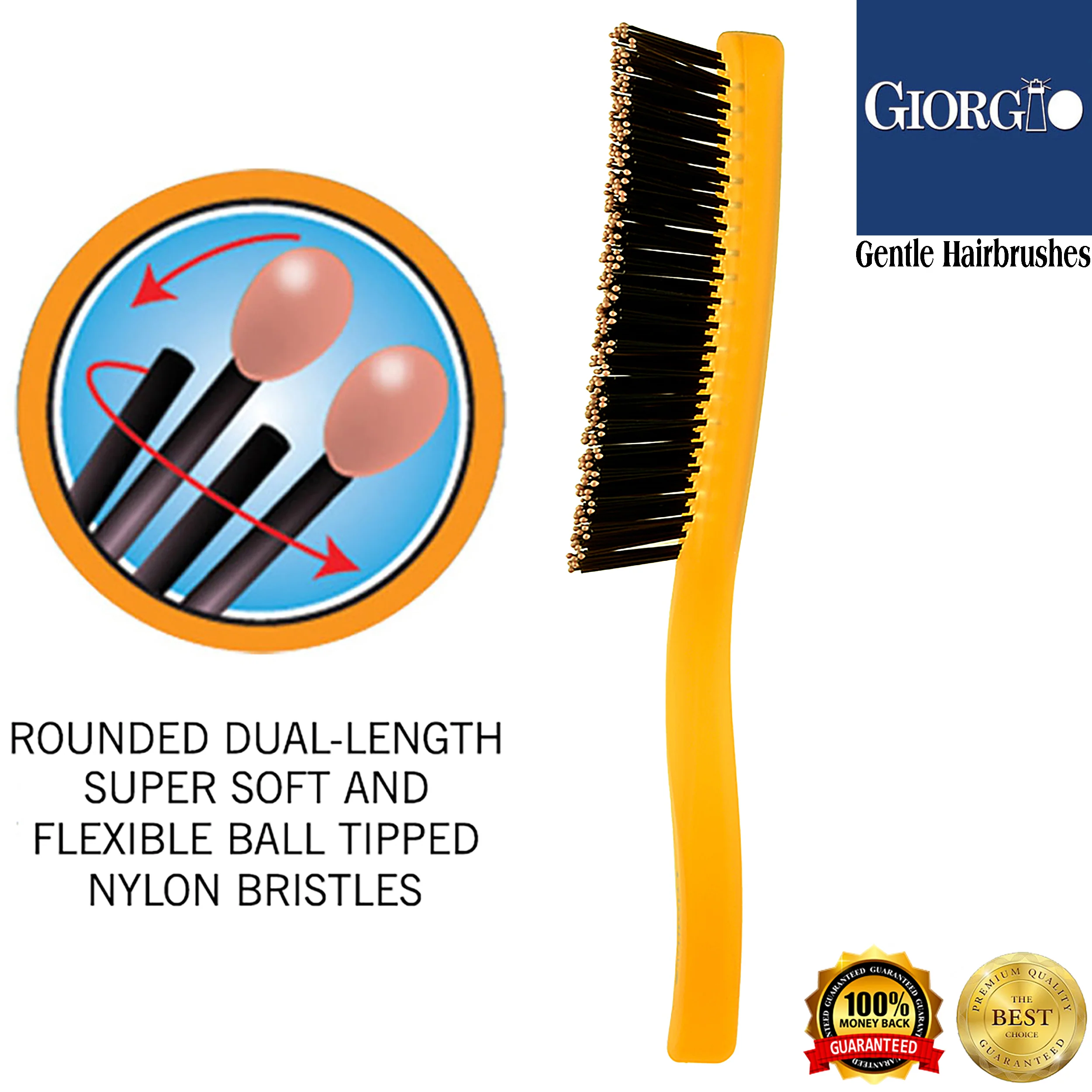 Gentle Neon 7.75" Nylon Bristle Scalp Sensitive Hair Brush - Image 22