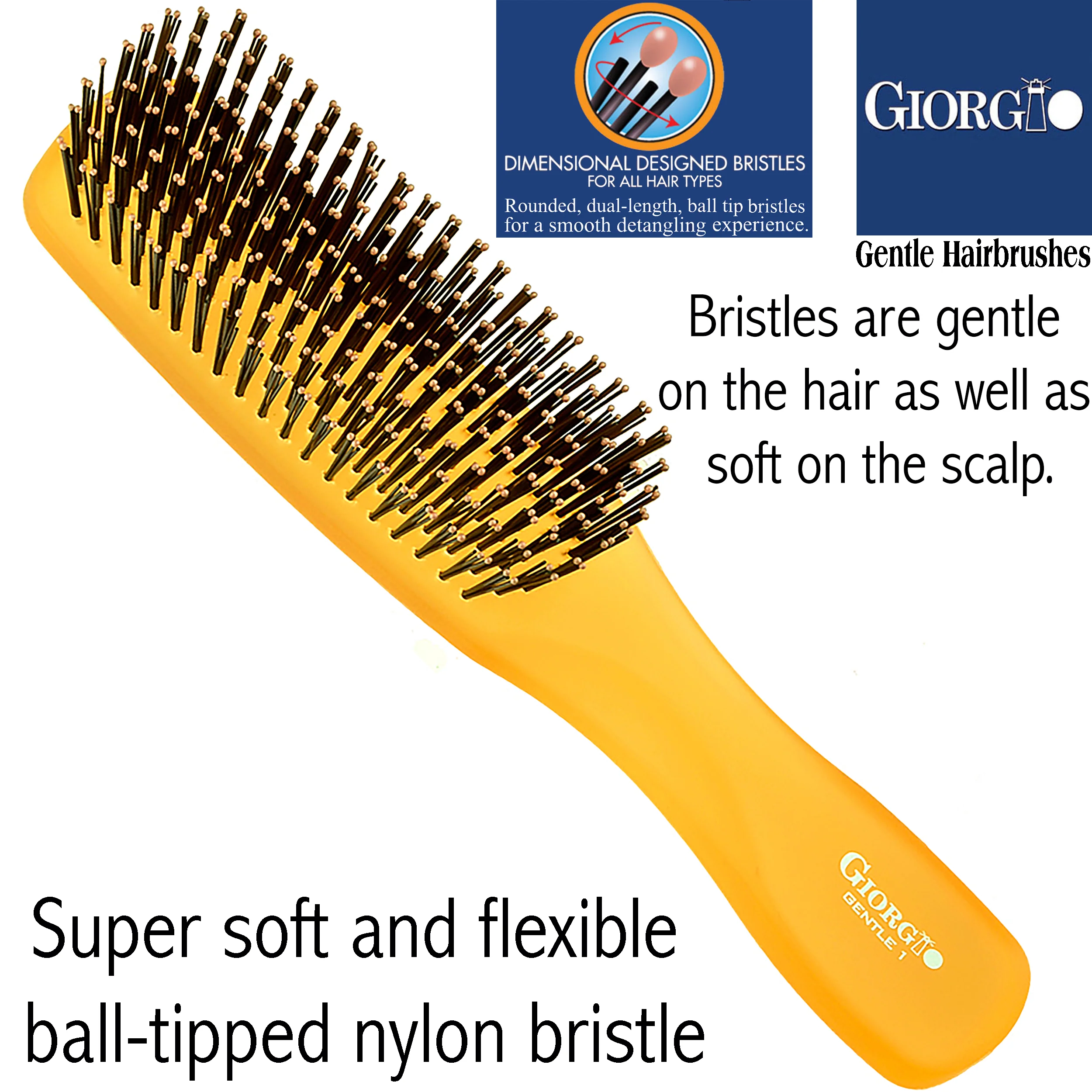 Gentle Neon 7.75" Nylon Bristle Scalp Sensitive Hair Brush - Image 23