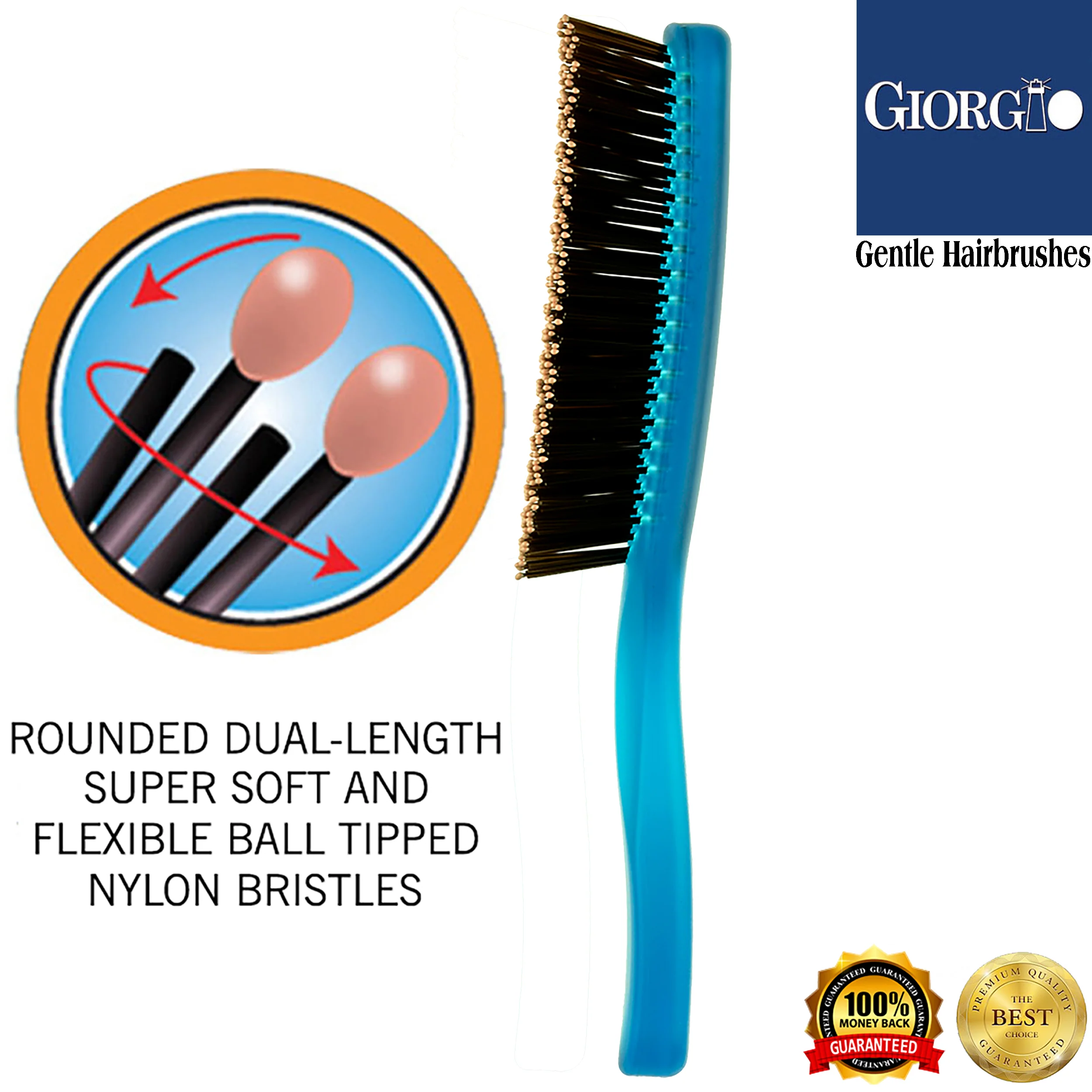 Gentle Neon 7.75" Nylon Bristle Scalp Sensitive Hair Brush - Image 4