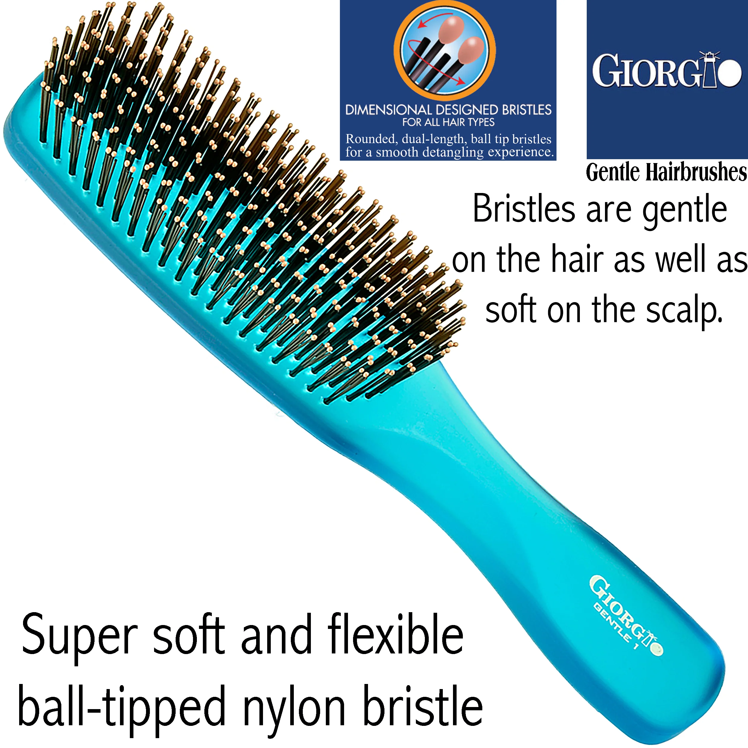 Gentle Neon 7.75" Nylon Bristle Scalp Sensitive Hair Brush - Image 5