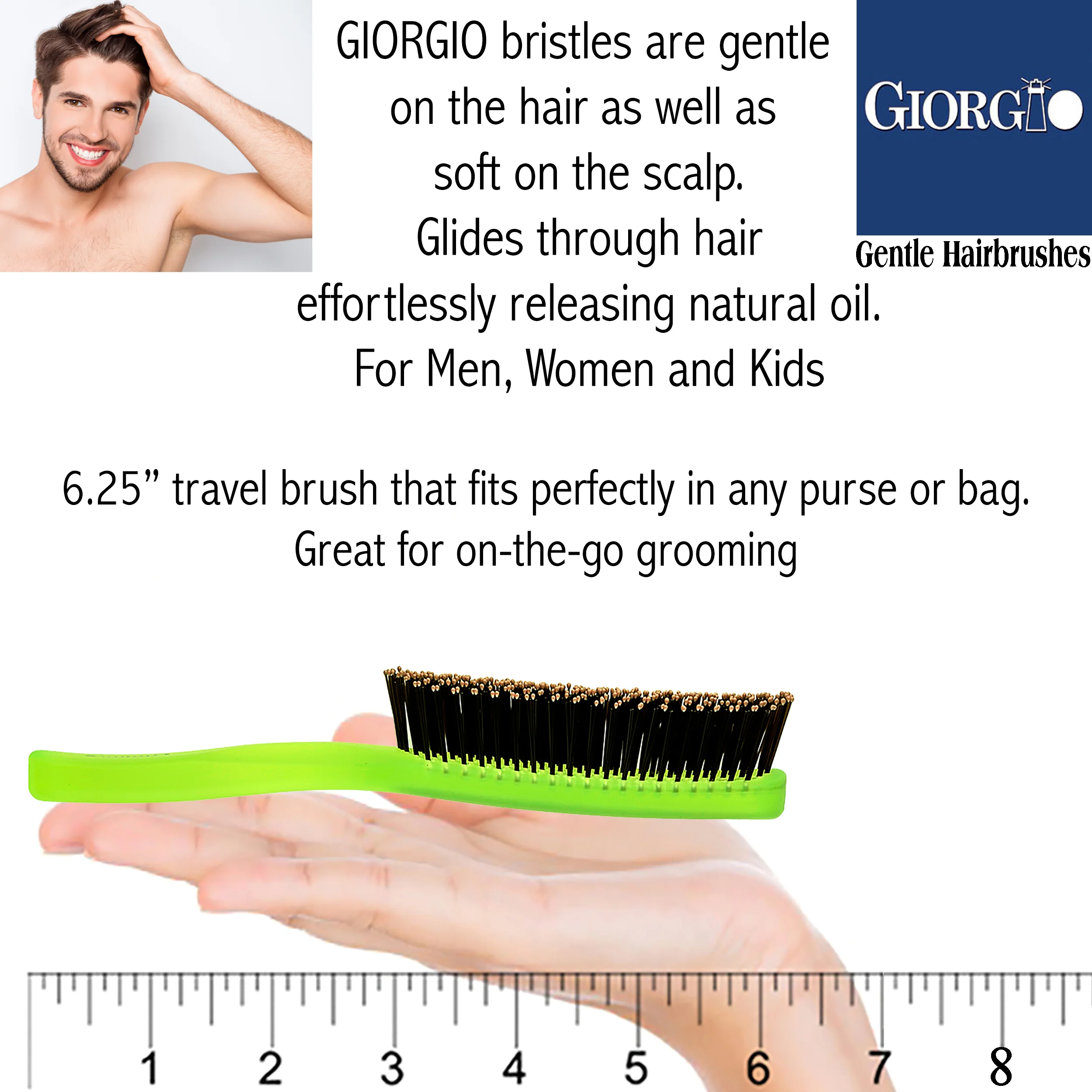 Gentle Neon 6.5" Nylon Bristle Scalp Sensitive Travel Size Hair Brush - Image 10