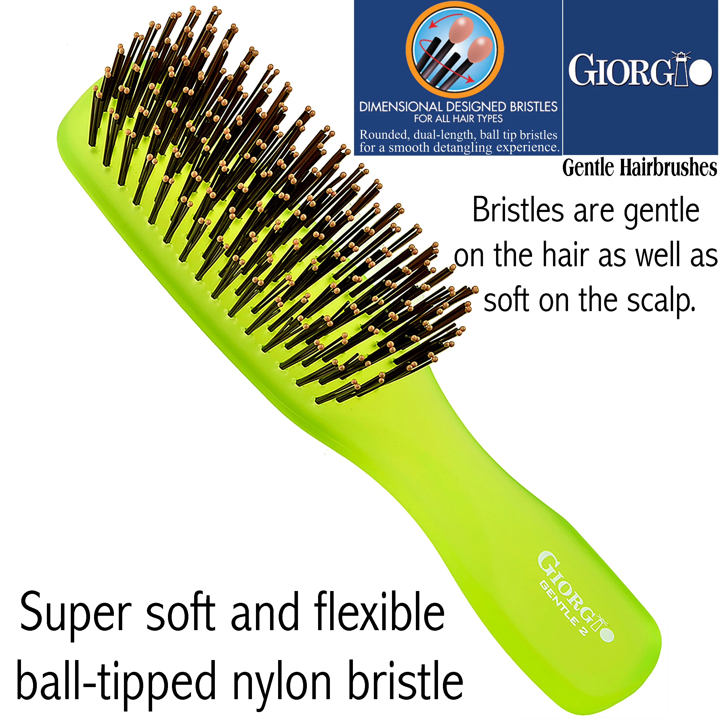 Gentle Neon 6.5" Nylon Bristle Scalp Sensitive Travel Size Hair Brush - Image 12