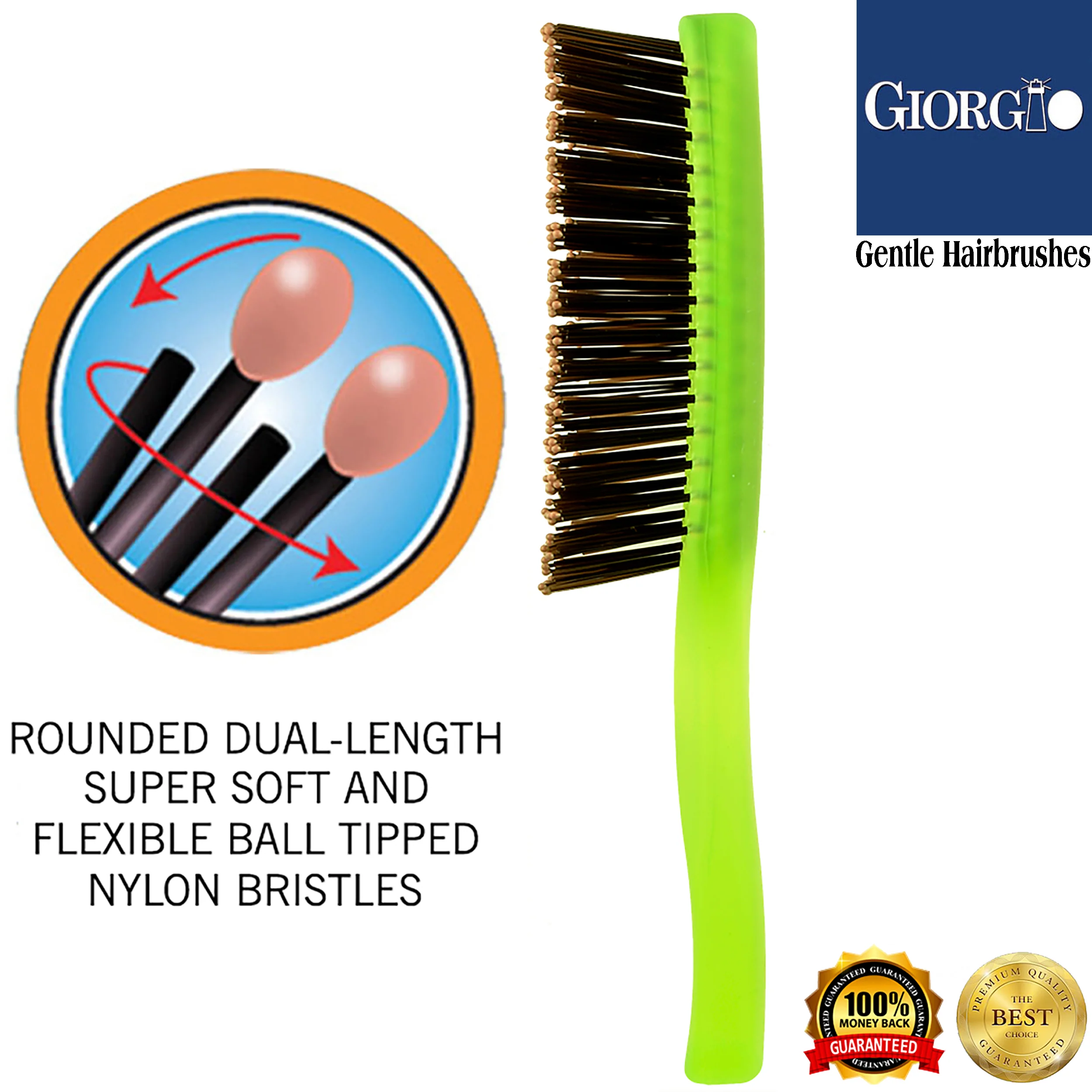 Gentle Neon 6.5" Nylon Bristle Scalp Sensitive Travel Size Hair Brush - Image 13