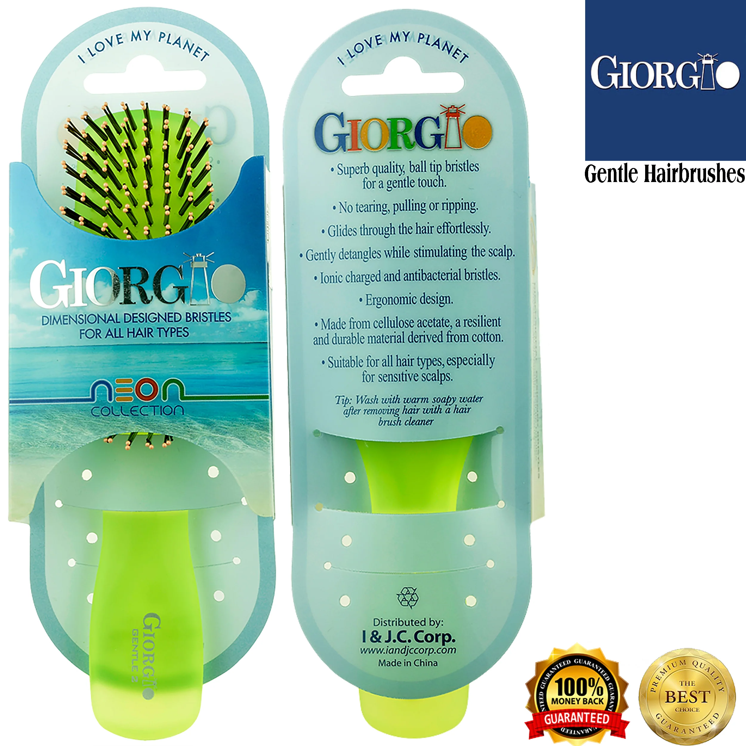 Gentle Neon 6.5" Nylon Bristle Scalp Sensitive Travel Size Hair Brush - Image 14