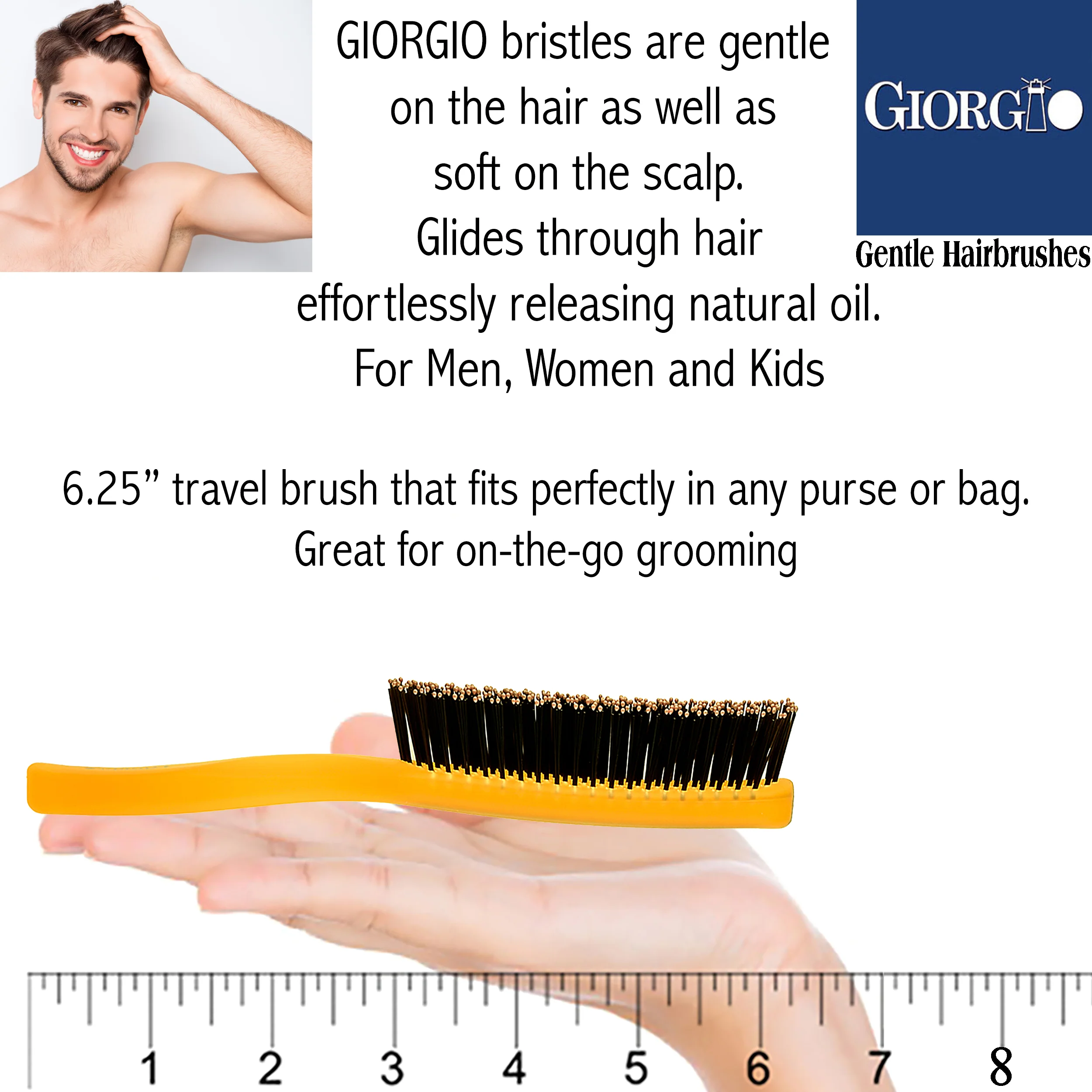 Gentle Neon 6.5" Nylon Bristle Scalp Sensitive Travel Size Hair Brush - Image 17