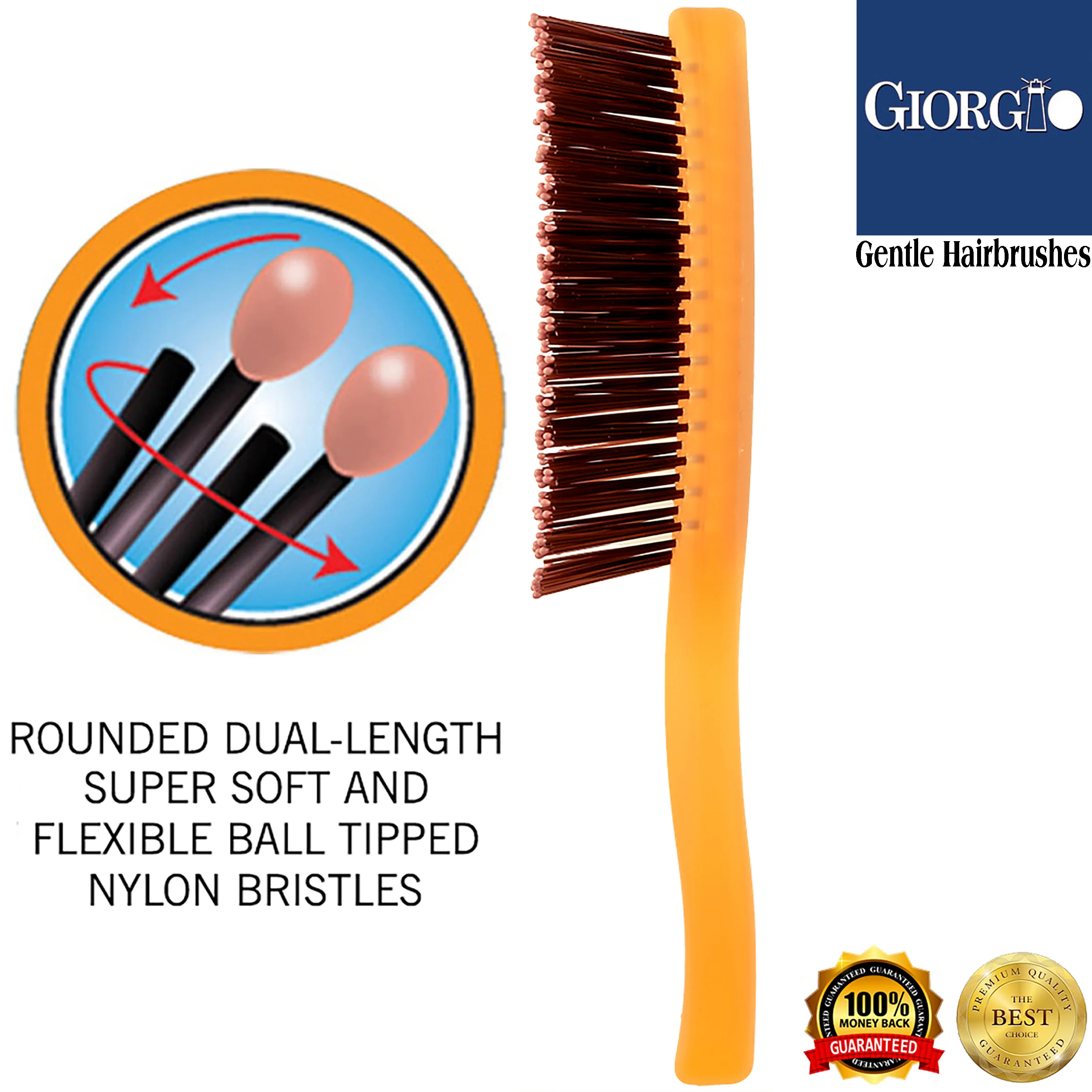 Gentle Neon 6.5" Nylon Bristle Scalp Sensitive Travel Size Hair Brush - Image 20