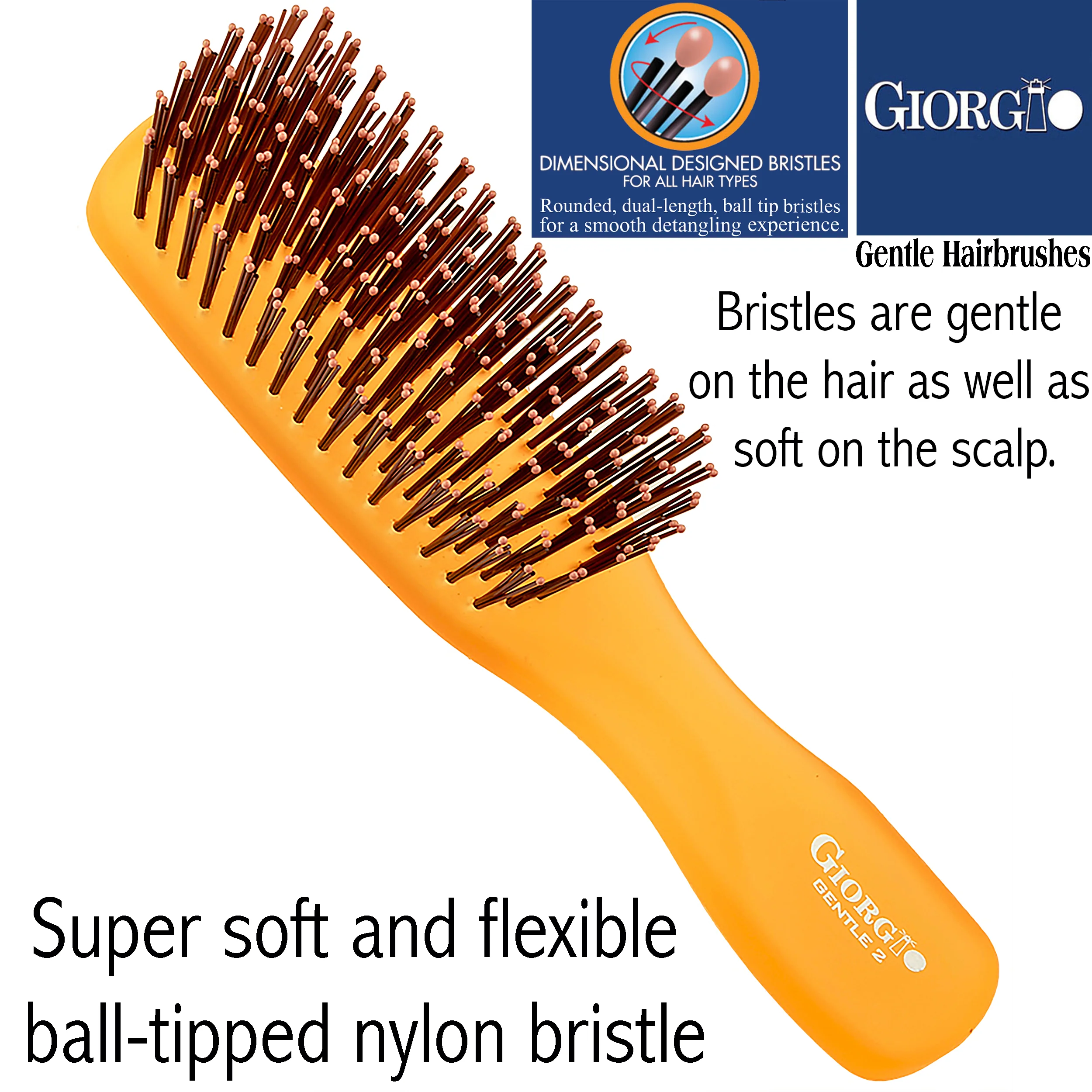 Gentle Neon 6.5" Nylon Bristle Scalp Sensitive Travel Size Hair Brush - Image 21