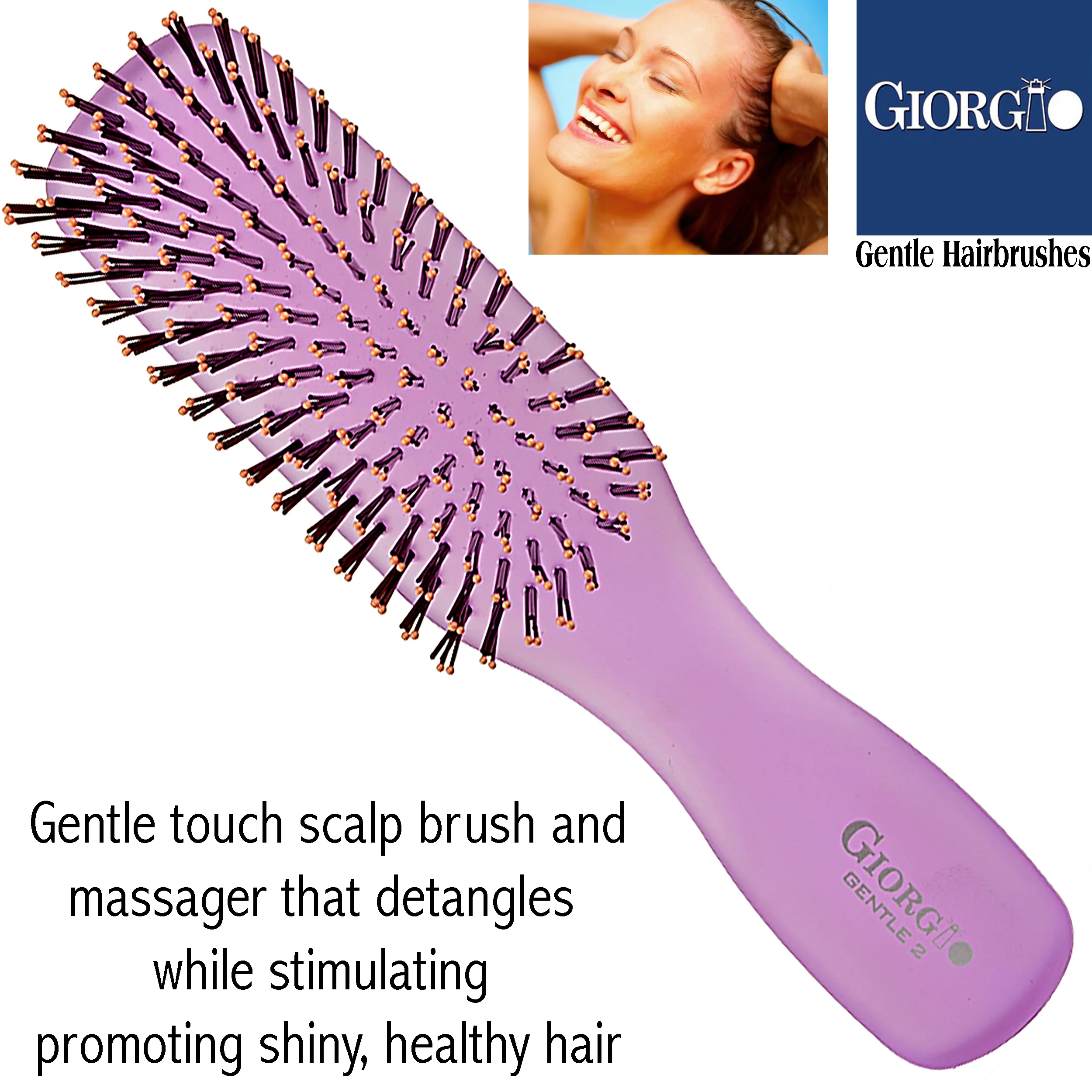 Gentle Neon 6.5" Nylon Bristle Scalp Sensitive Travel Size Hair Brush - Image 23