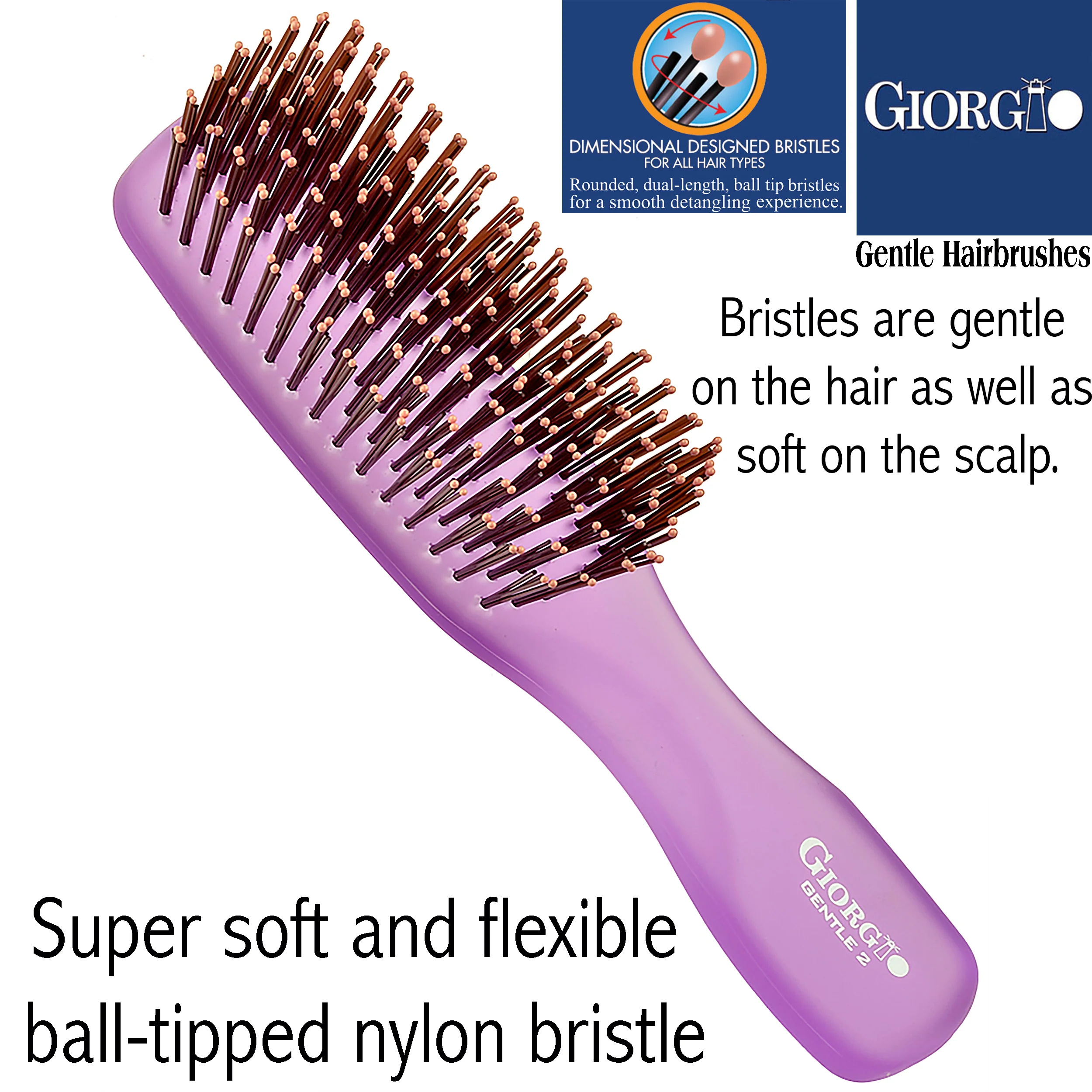 Gentle Neon 6.5" Nylon Bristle Scalp Sensitive Travel Size Hair Brush - Image 24
