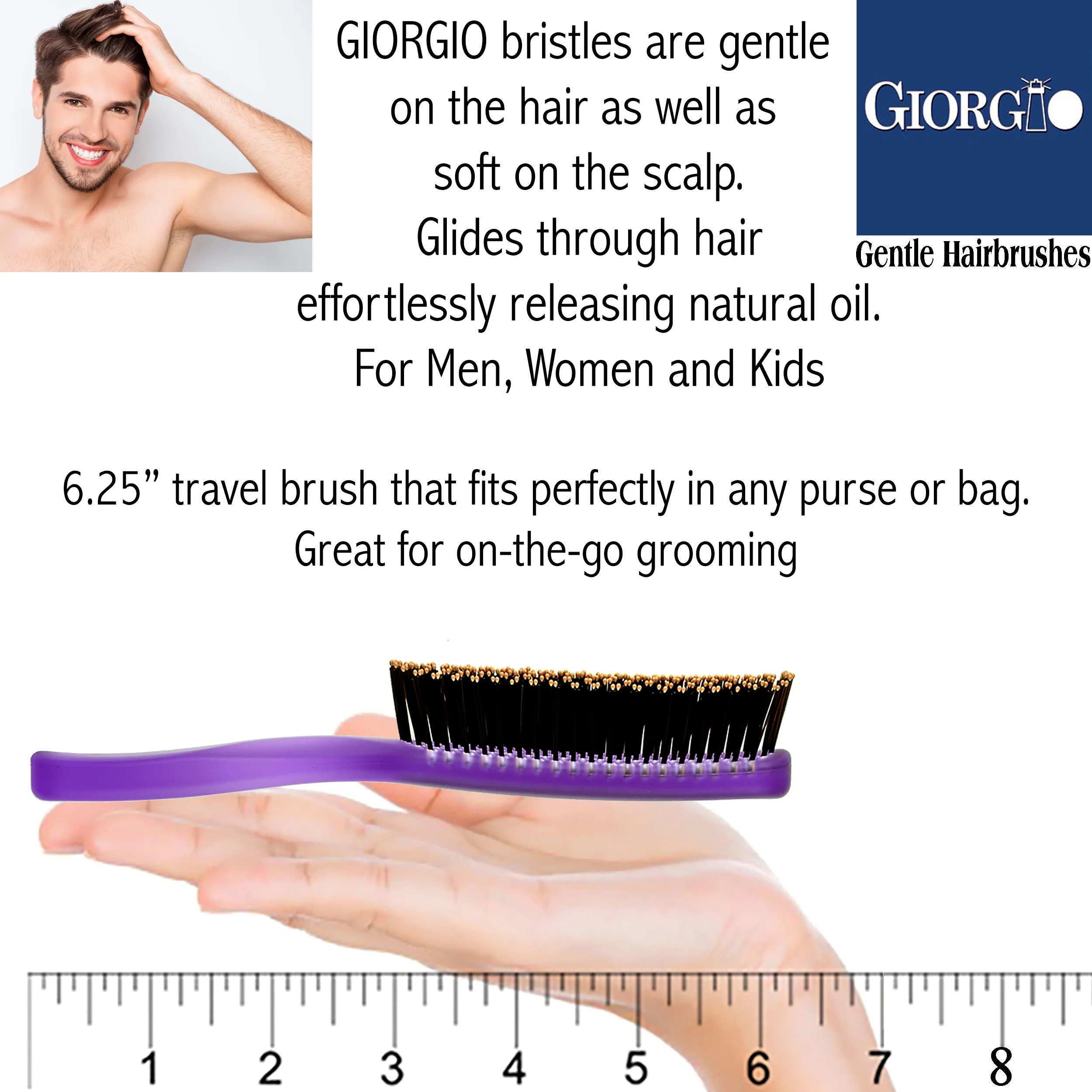 Gentle Neon 6.5" Nylon Bristle Scalp Sensitive Travel Size Hair Brush - Image 26