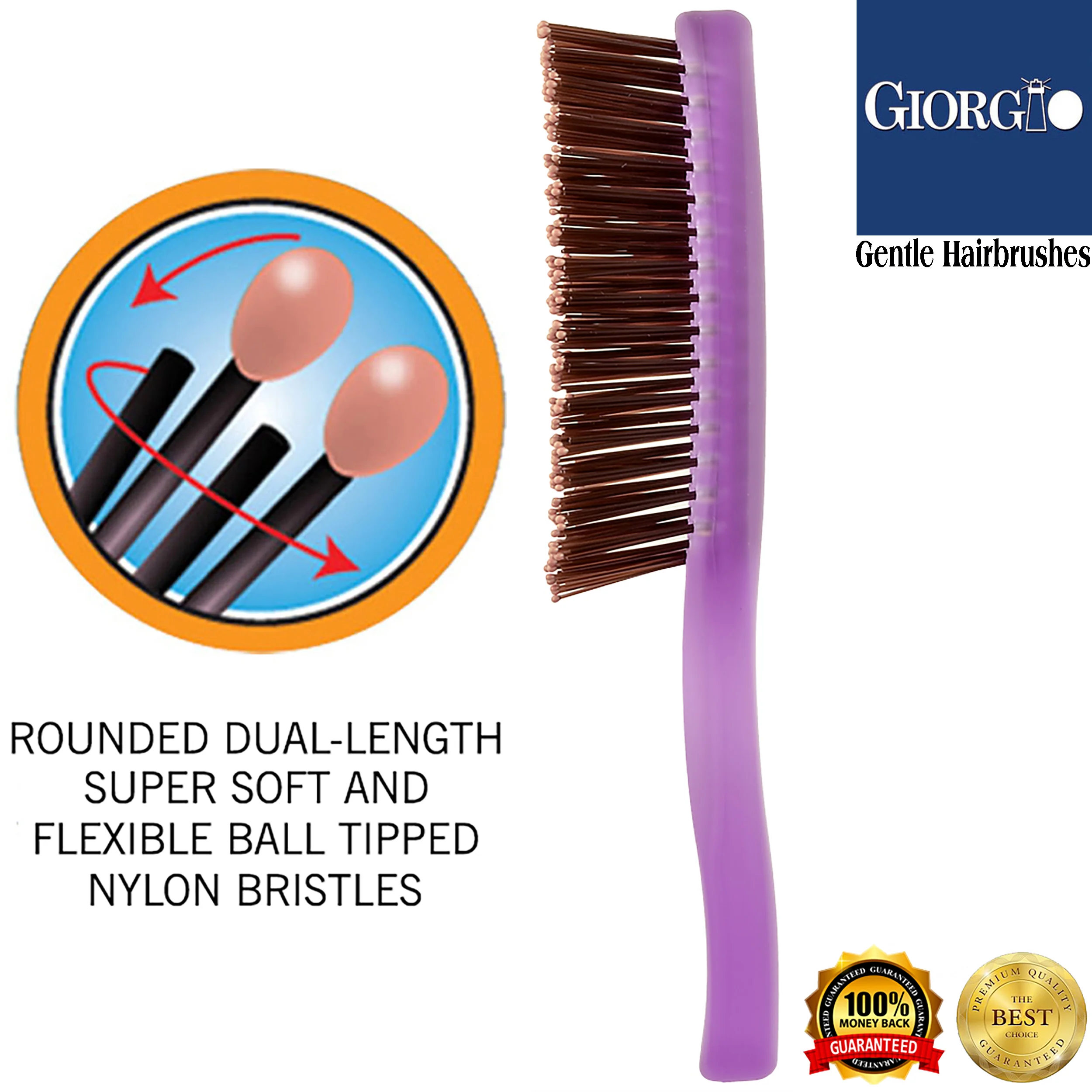 Gentle Neon 6.5" Nylon Bristle Scalp Sensitive Travel Size Hair Brush - Image 27