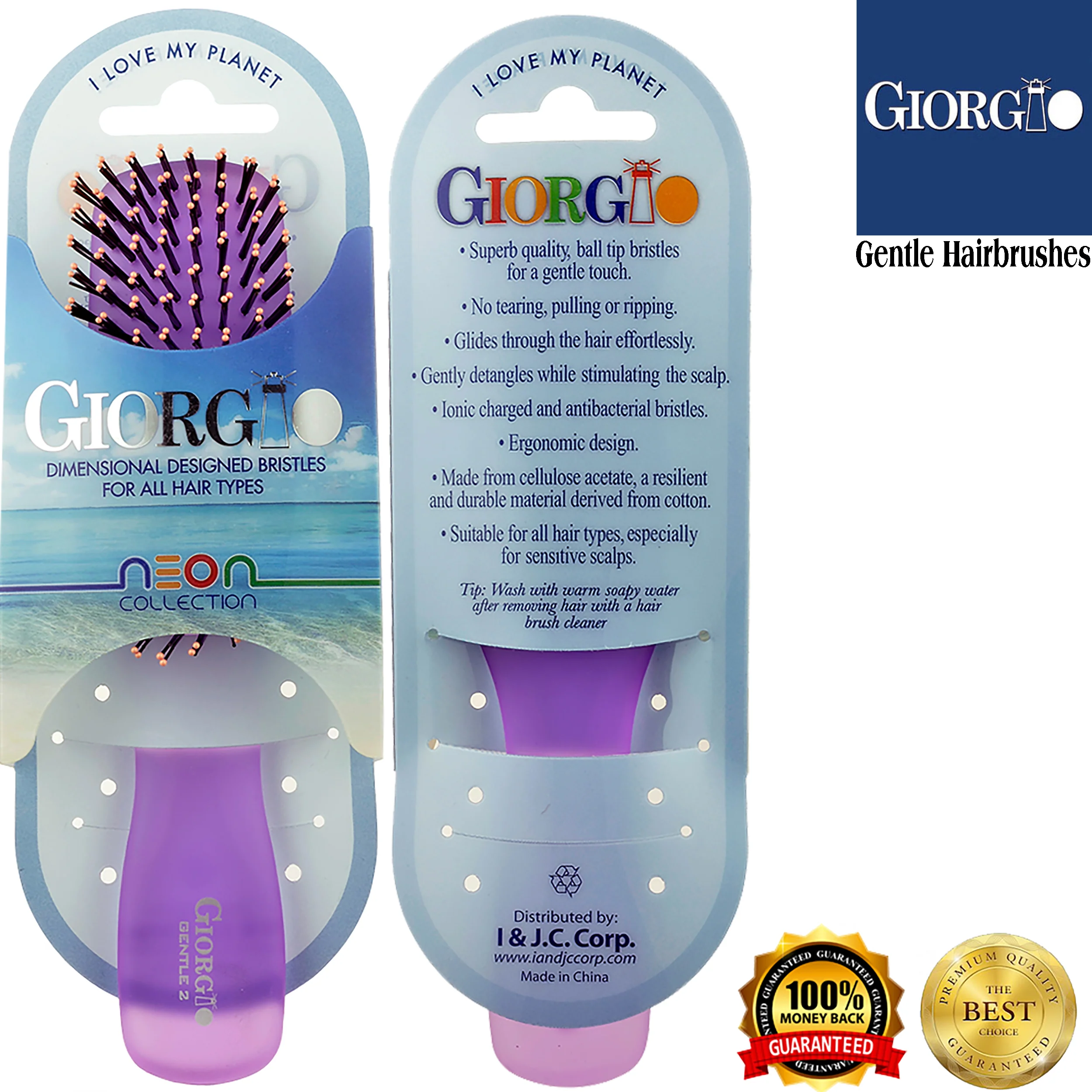 Gentle Neon 6.5" Nylon Bristle Scalp Sensitive Travel Size Hair Brush - Image 28