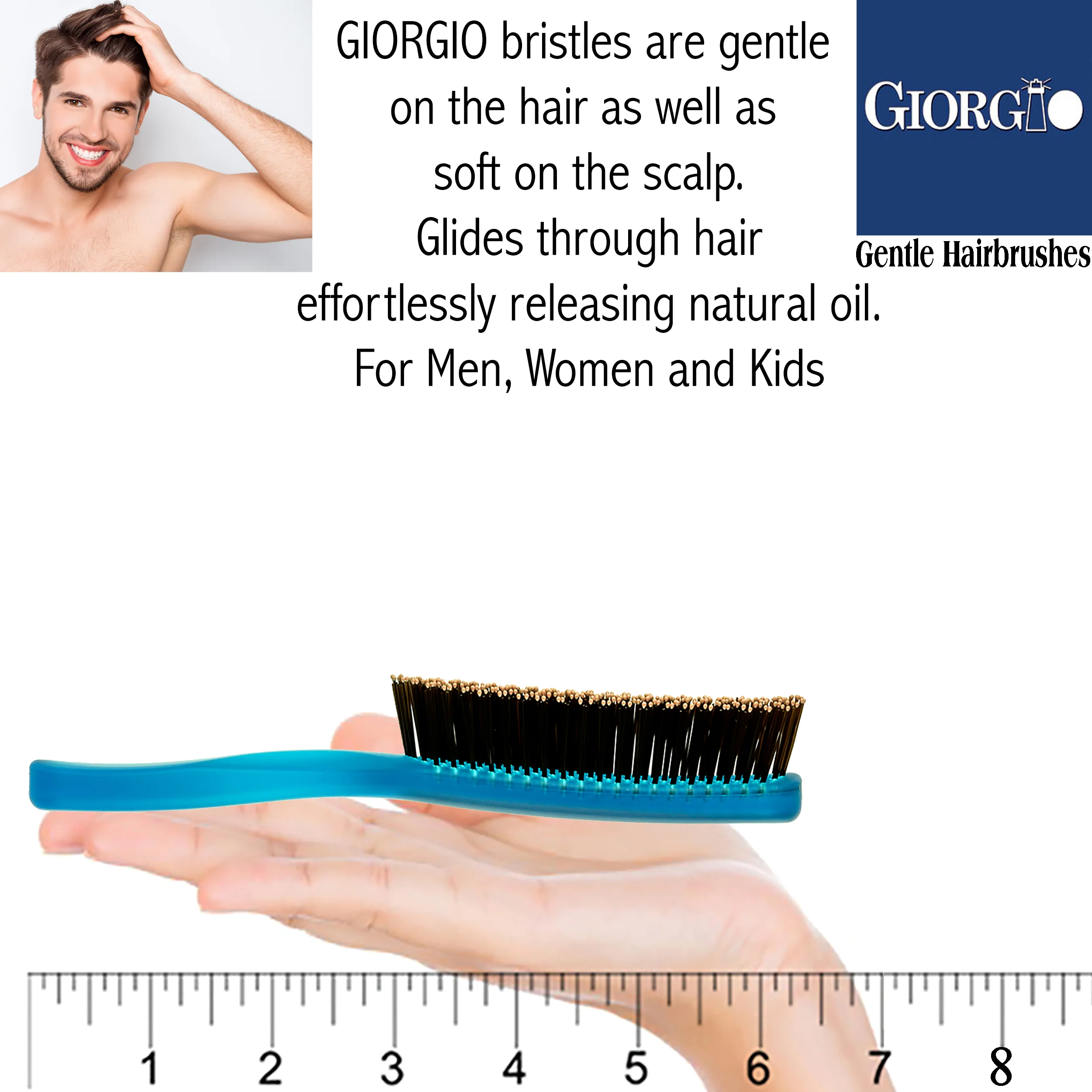 Gentle Neon 6.5" Nylon Bristle Scalp Sensitive Travel Size Hair Brush - Image 3