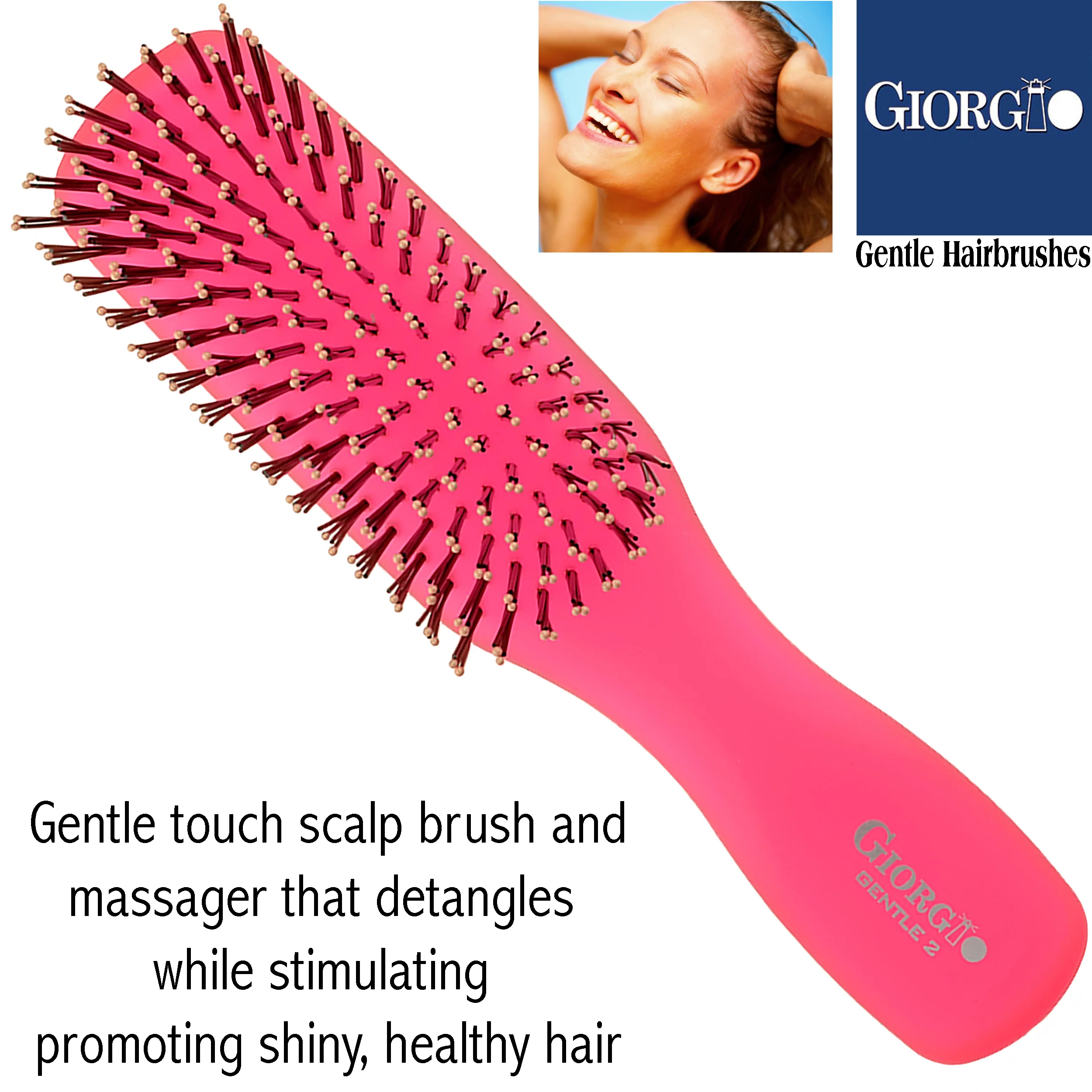 Gentle Neon 6.5" Nylon Bristle Scalp Sensitive Travel Size Hair Brush - Image 30