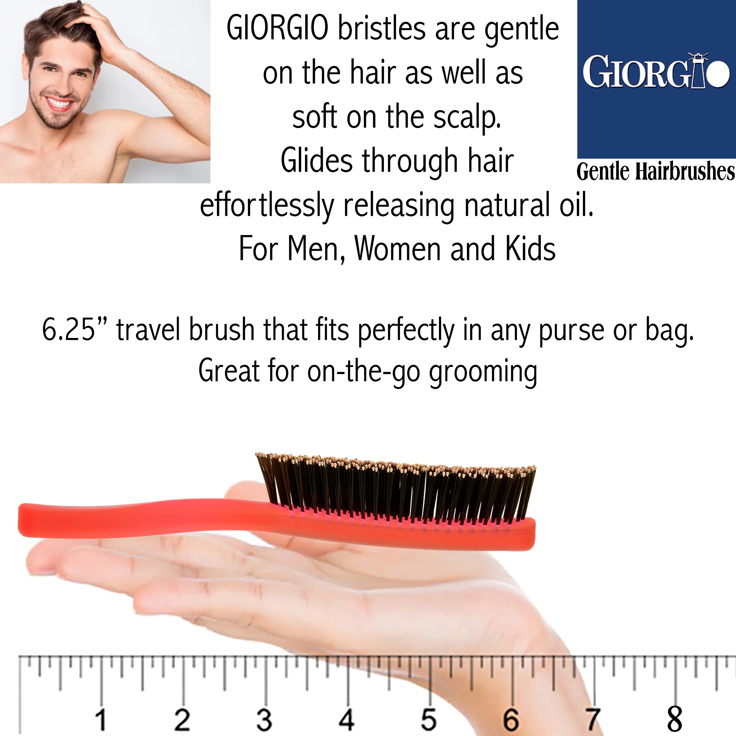 Gentle Neon 6.5" Nylon Bristle Scalp Sensitive Travel Size Hair Brush - Image 31