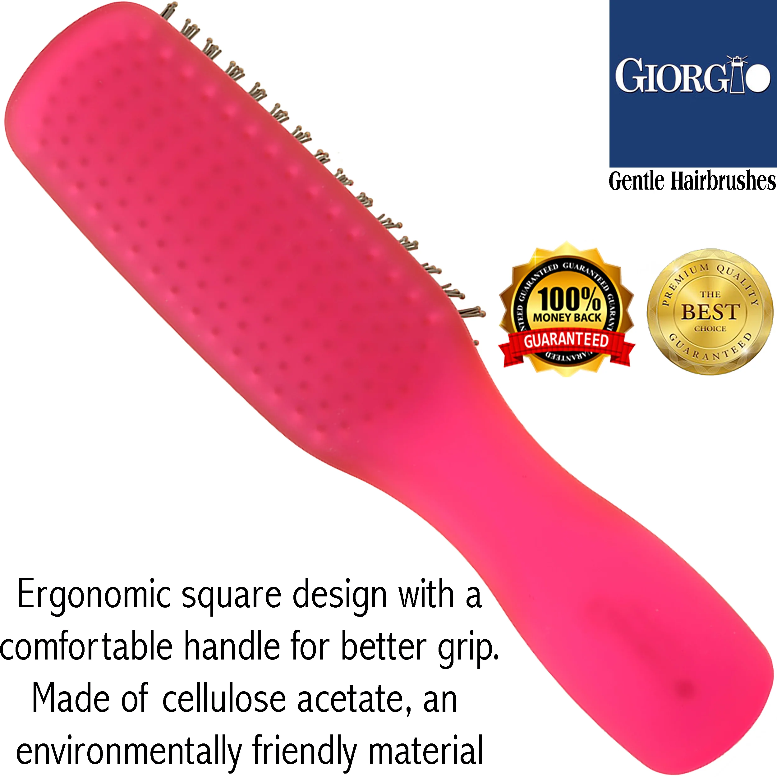 Gentle Neon 6.5" Nylon Bristle Scalp Sensitive Travel Size Hair Brush - Image 32