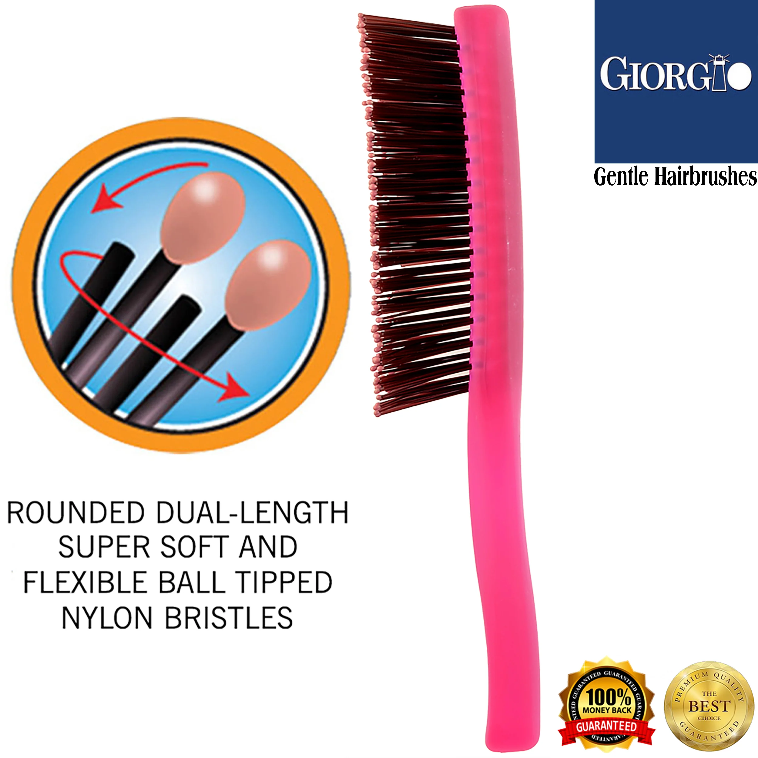 Gentle Neon 6.5" Nylon Bristle Scalp Sensitive Travel Size Hair Brush - Image 33
