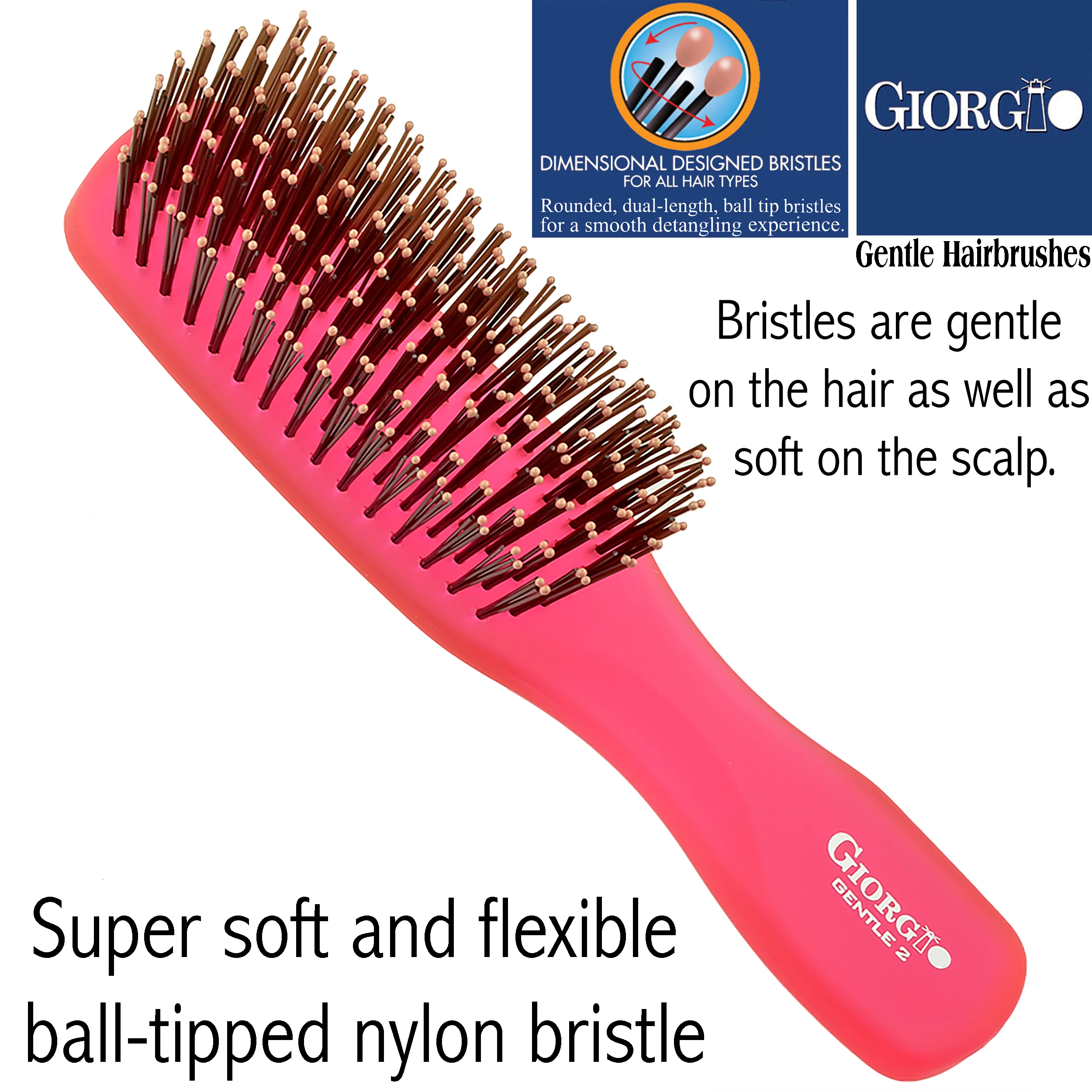 Gentle Neon 6.5" Nylon Bristle Scalp Sensitive Travel Size Hair Brush - Image 34