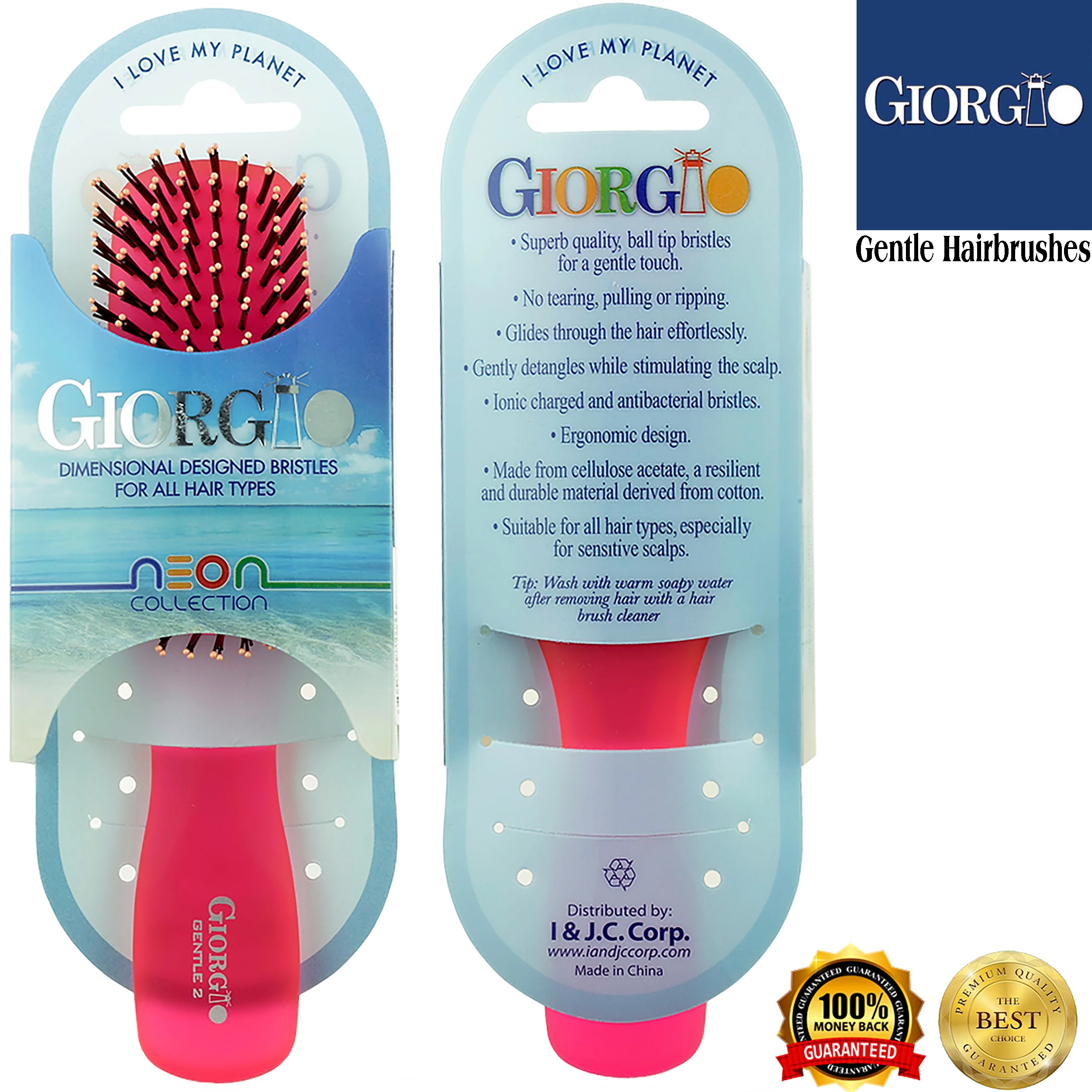 Gentle Neon 6.5" Nylon Bristle Scalp Sensitive Travel Size Hair Brush - Image 35