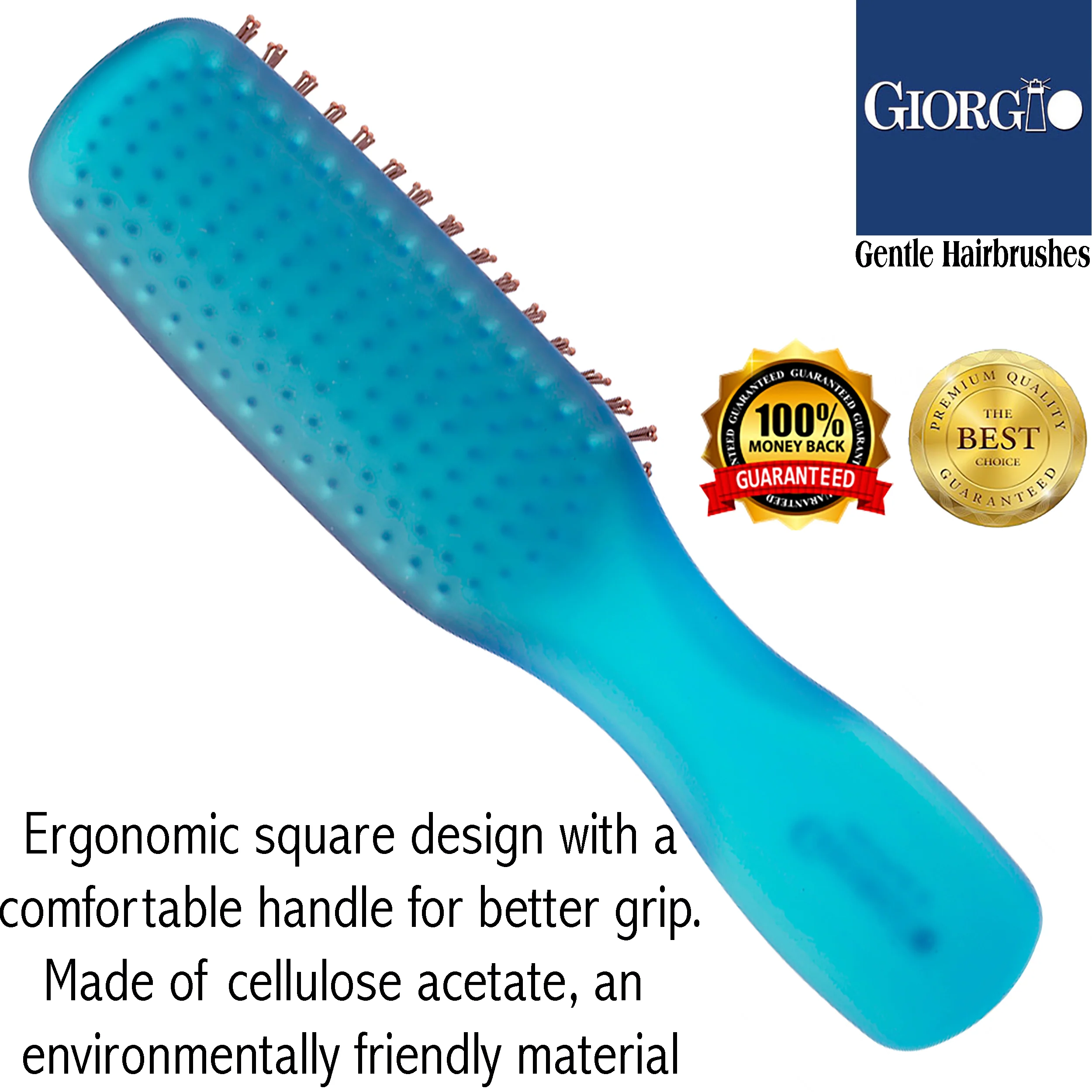 Gentle Neon 6.5" Nylon Bristle Scalp Sensitive Travel Size Hair Brush - Image 4