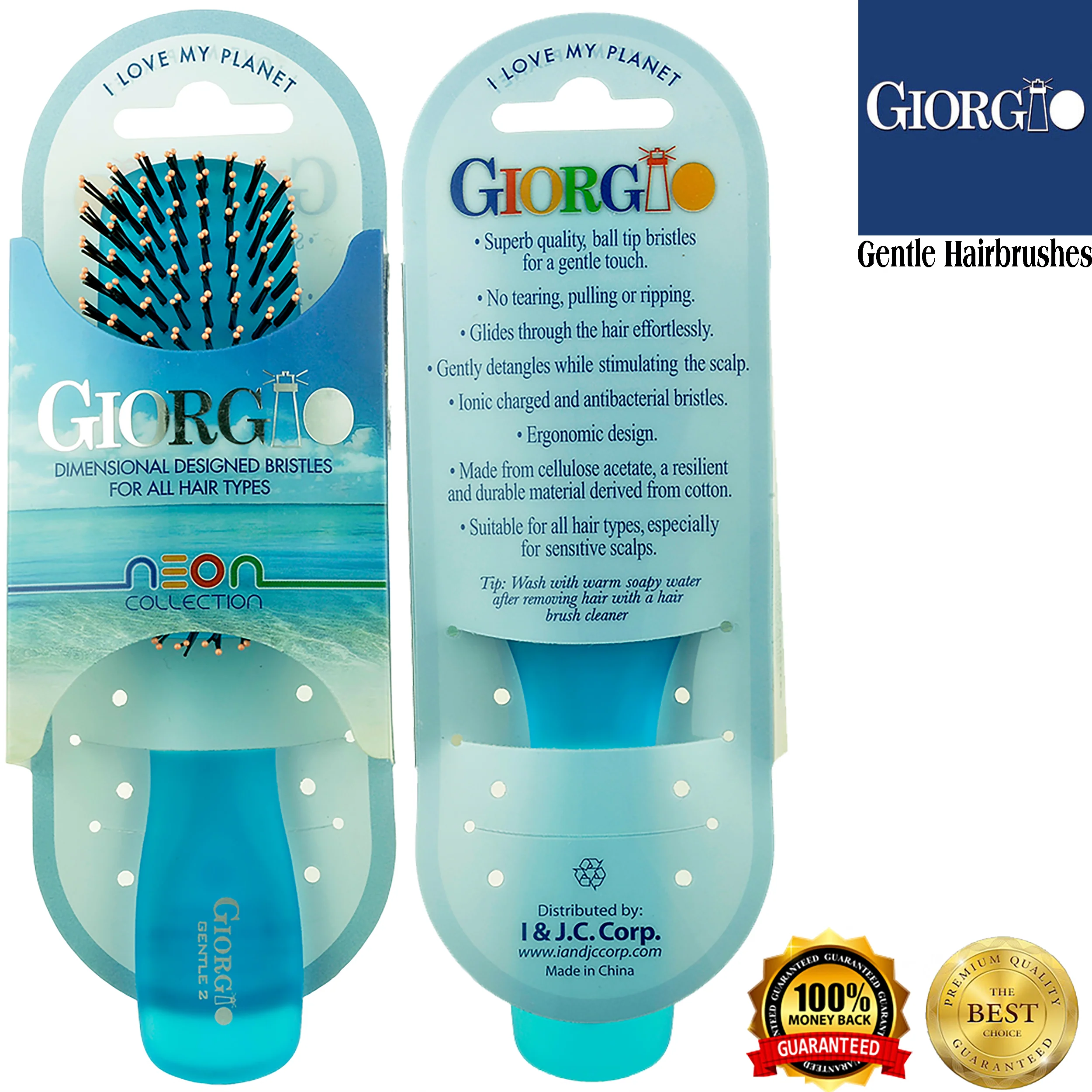 Gentle Neon 6.5" Nylon Bristle Scalp Sensitive Travel Size Hair Brush - Image 5