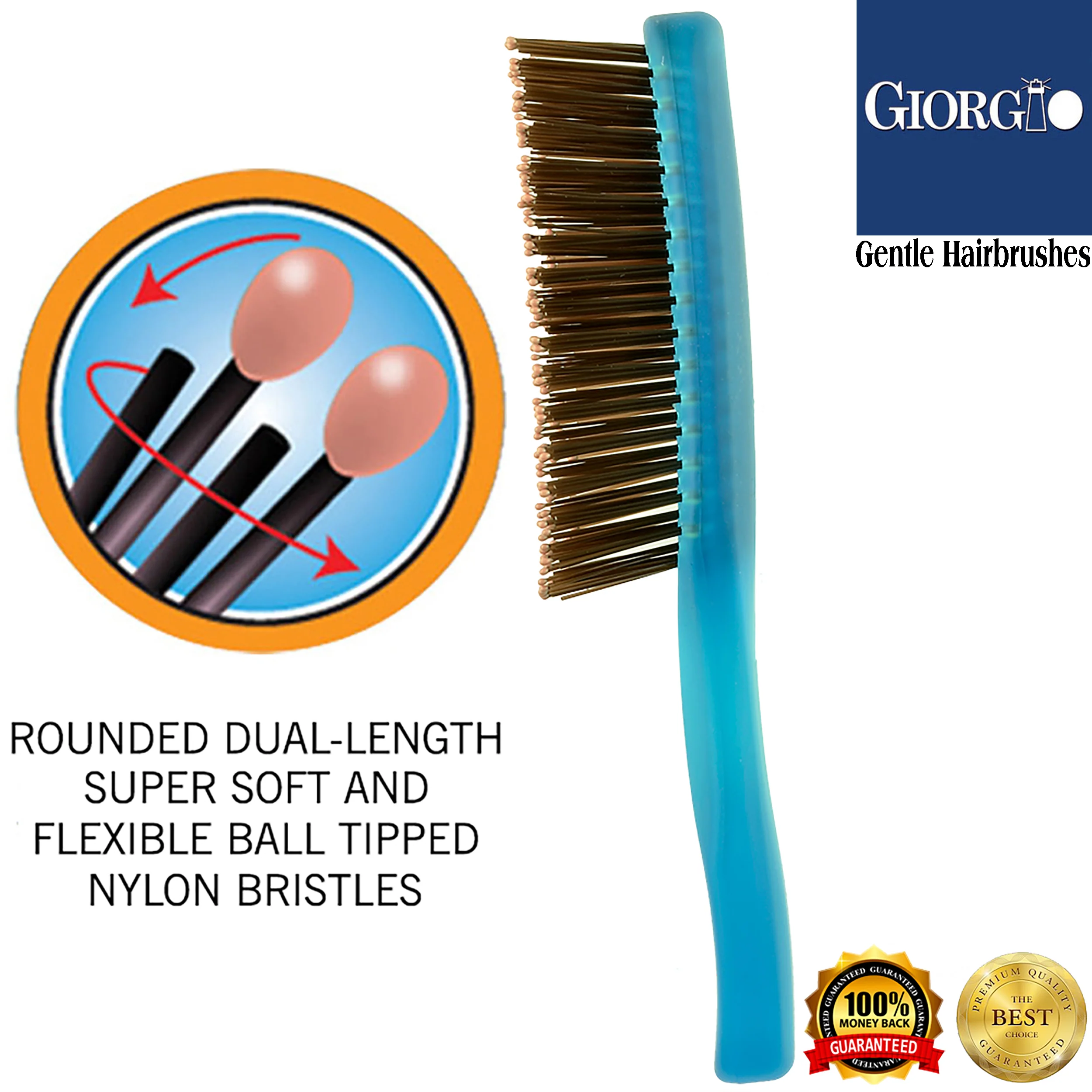 Gentle Neon 6.5" Nylon Bristle Scalp Sensitive Travel Size Hair Brush - Image 6