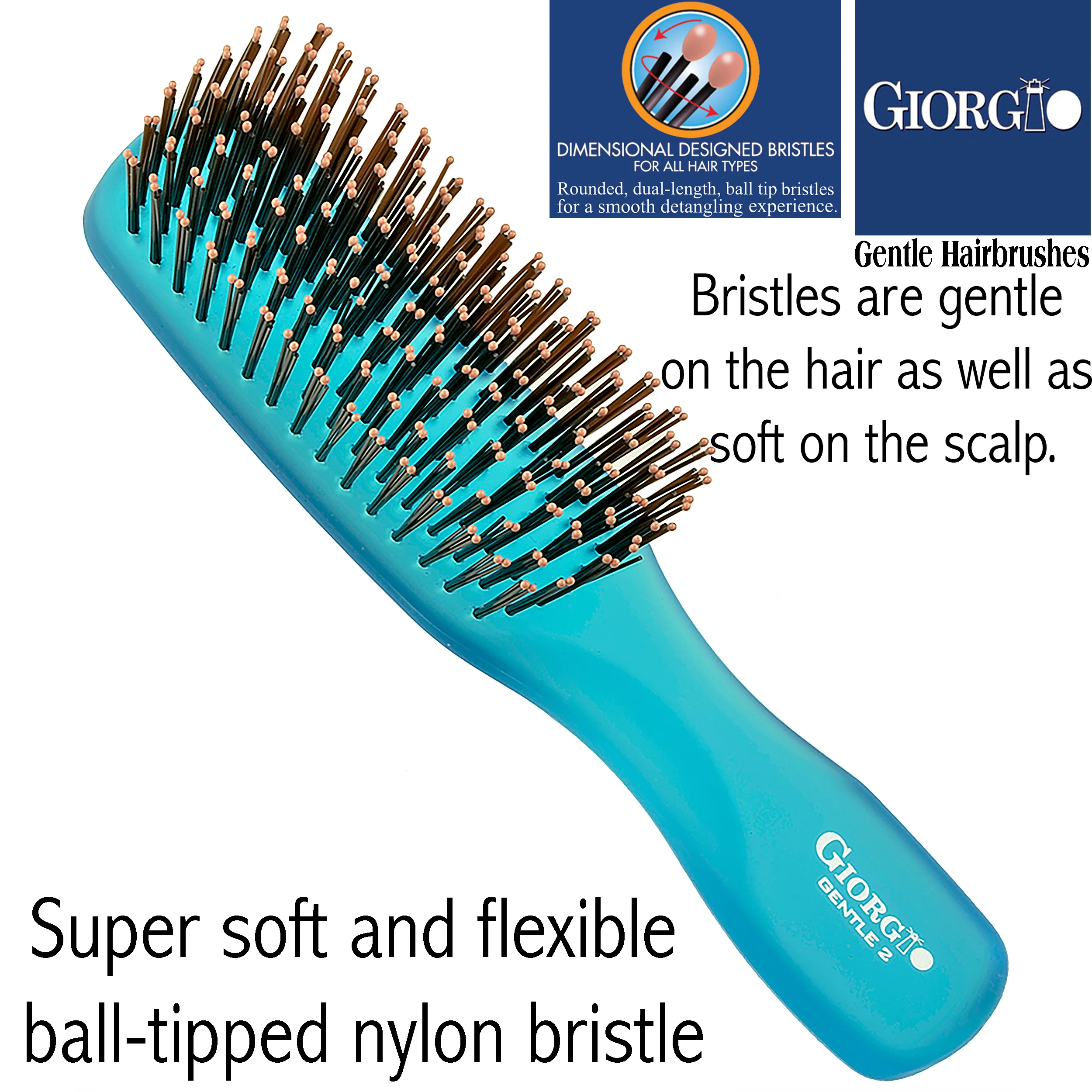 Gentle Neon 6.5" Nylon Bristle Scalp Sensitive Travel Size Hair Brush - Image 7