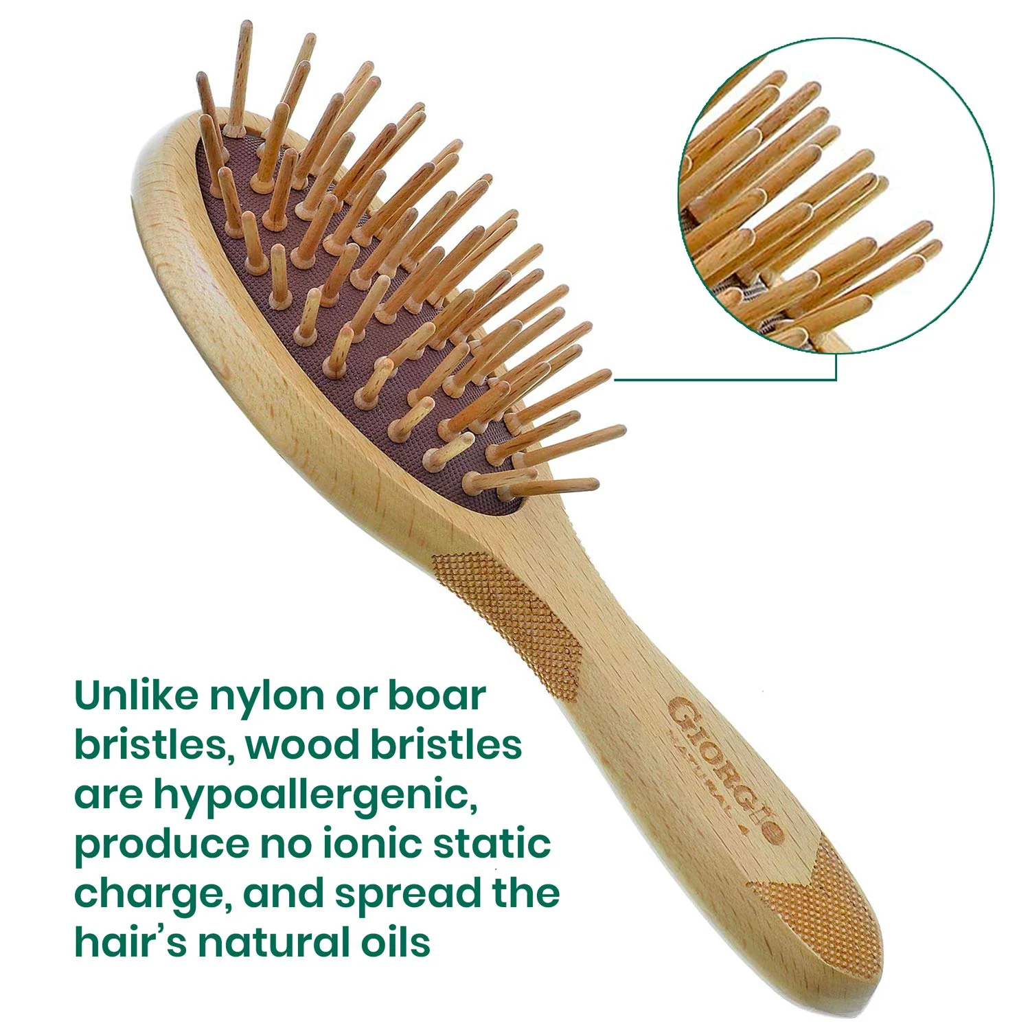 Naturals Wood Bristle Oval Detangling Hair Brush - Image 9