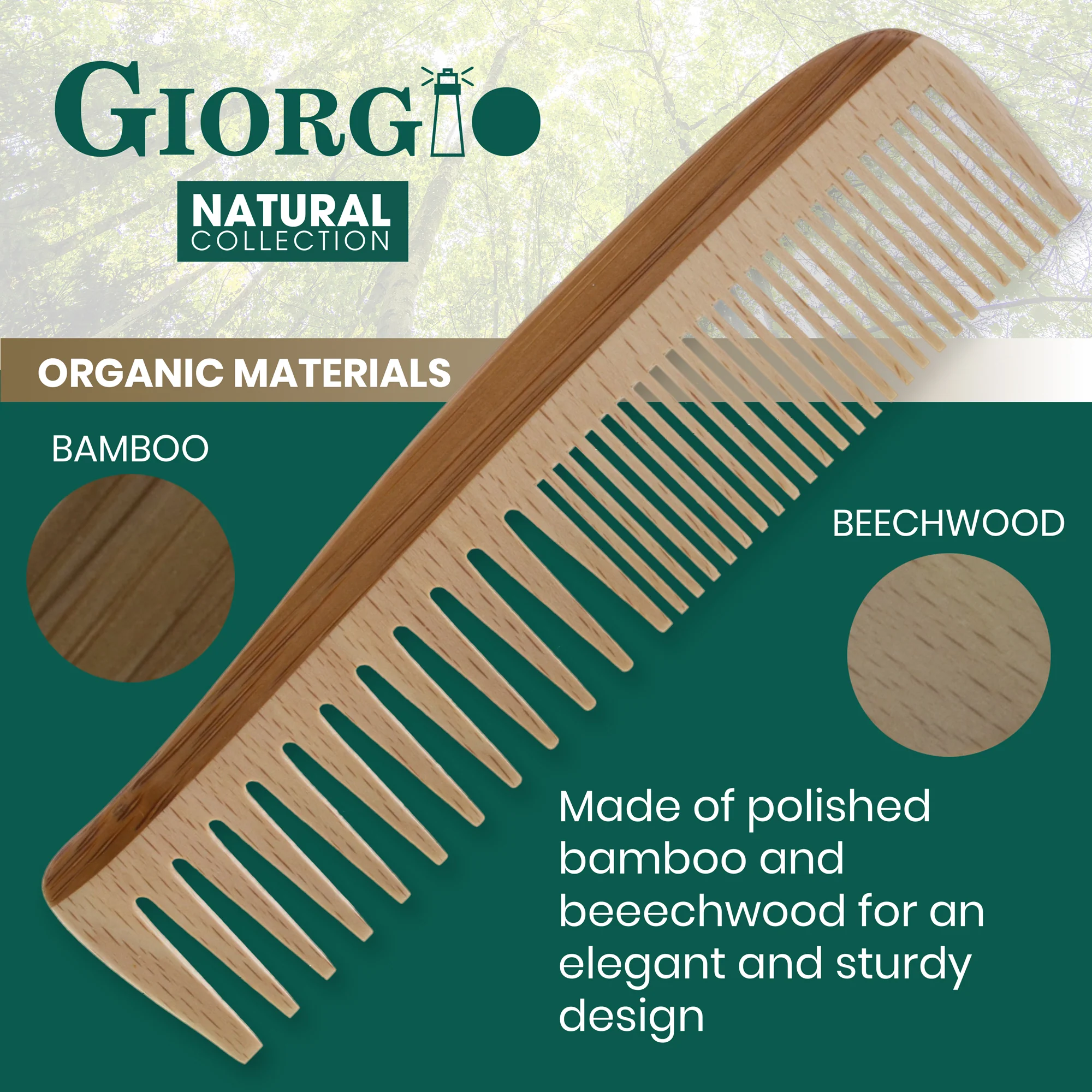 7.25" Wooden Fine and Wide Tooth Dressing Comb - Image 4