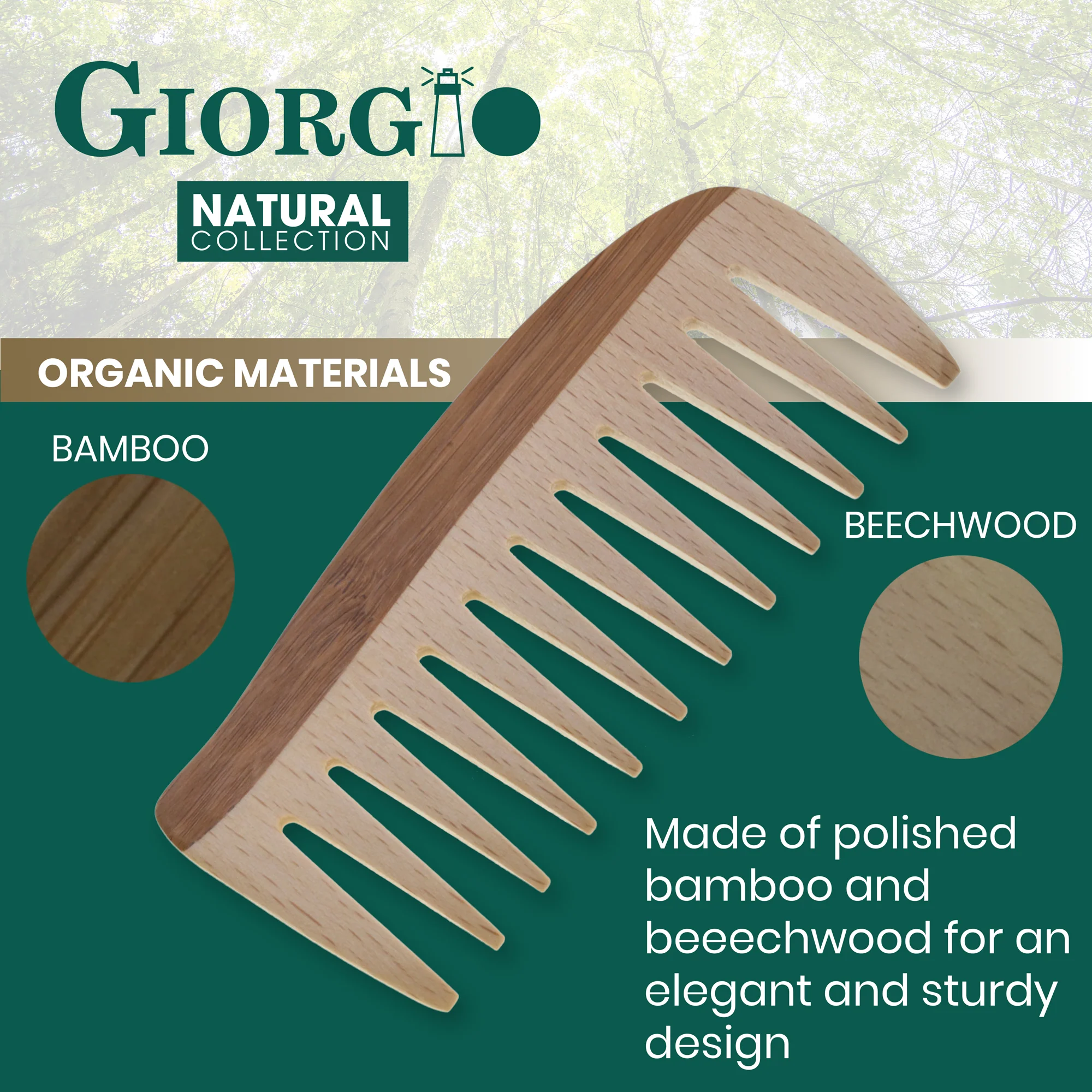 6" Wooden Wide Tooth Detangling Comb - Image 4