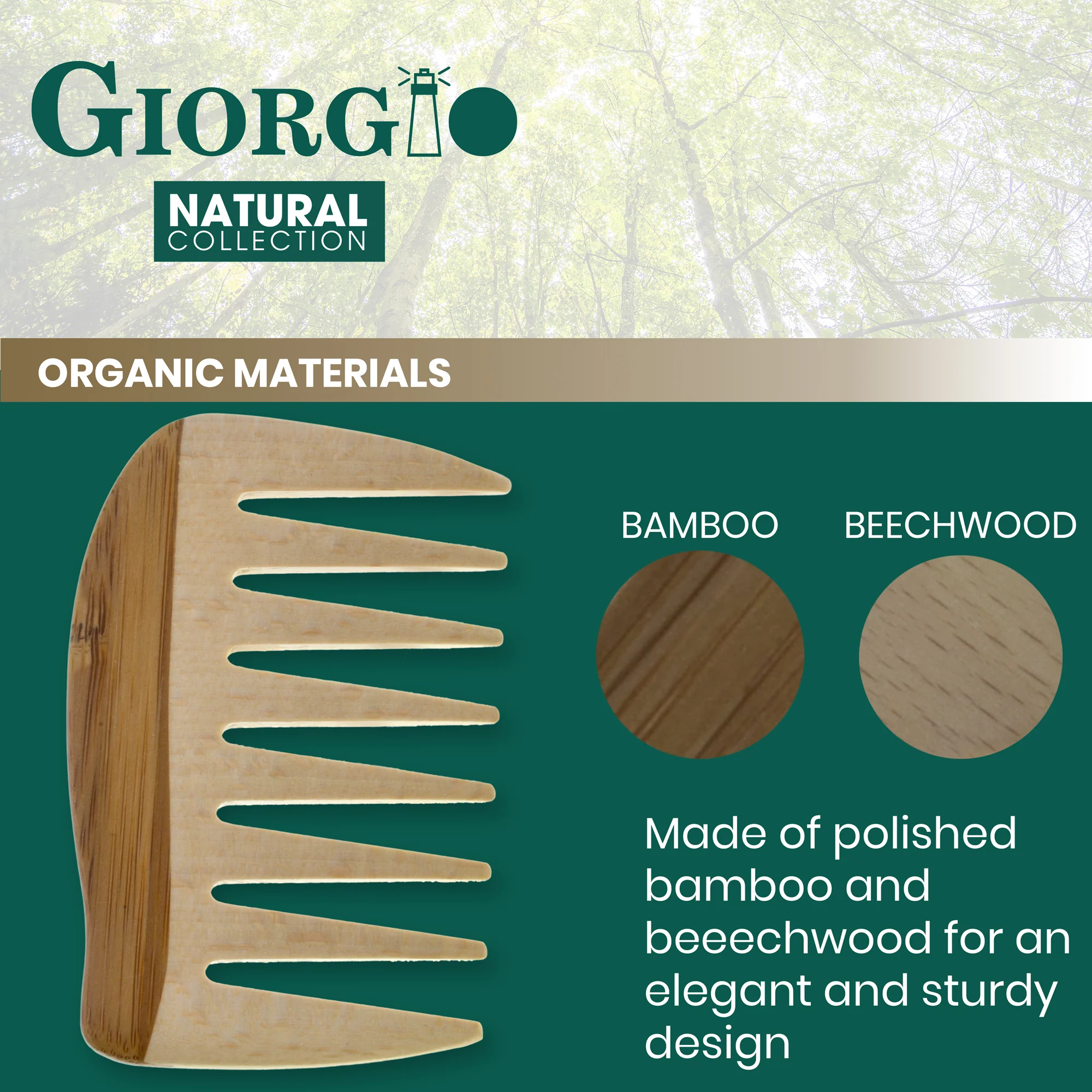 4" Wooden Wide Tooth Detangling Comb - Image 3